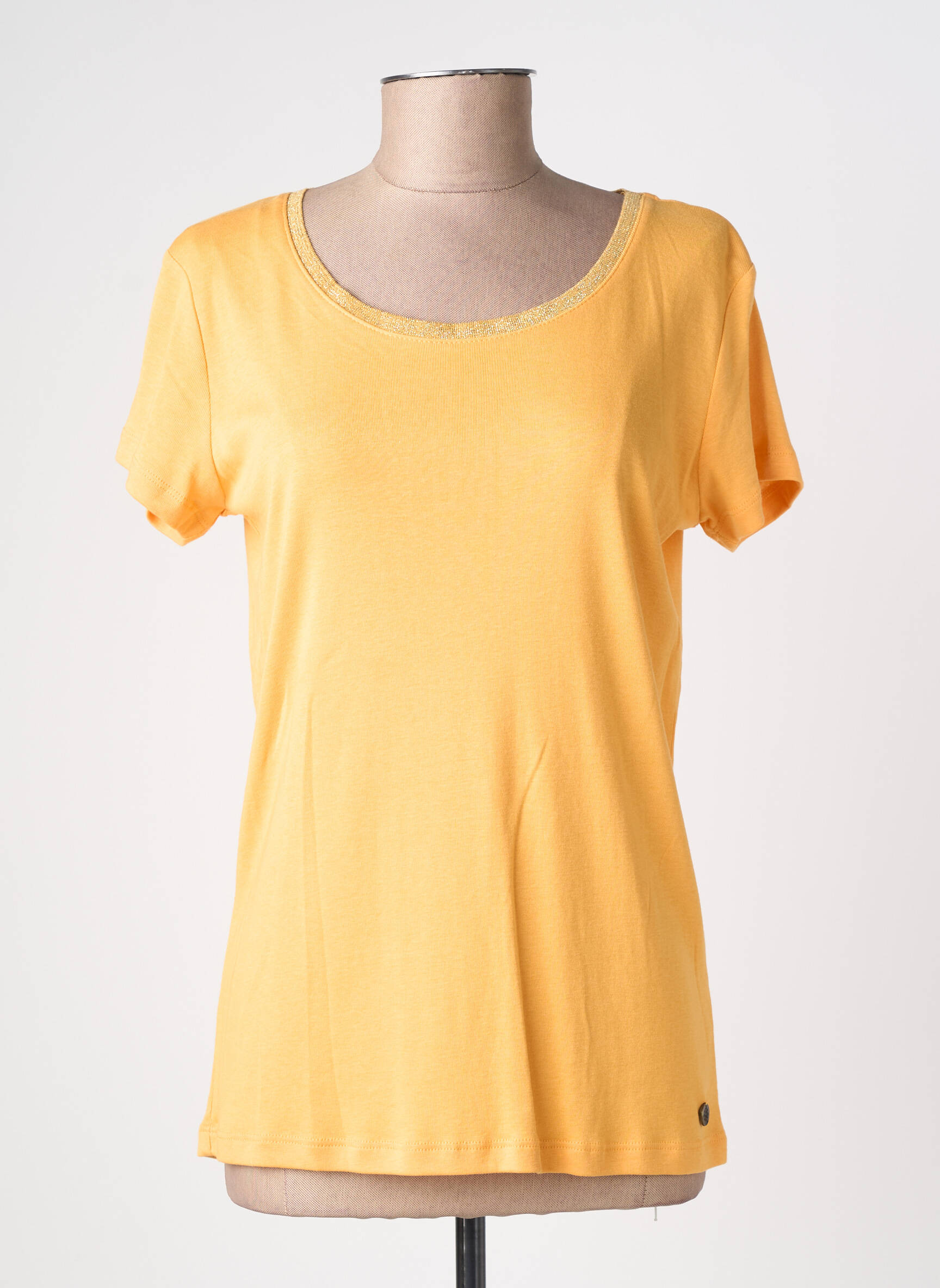 Tricou elasticitate mâneci scurte galben C'EST BEAU LA VIE femeie