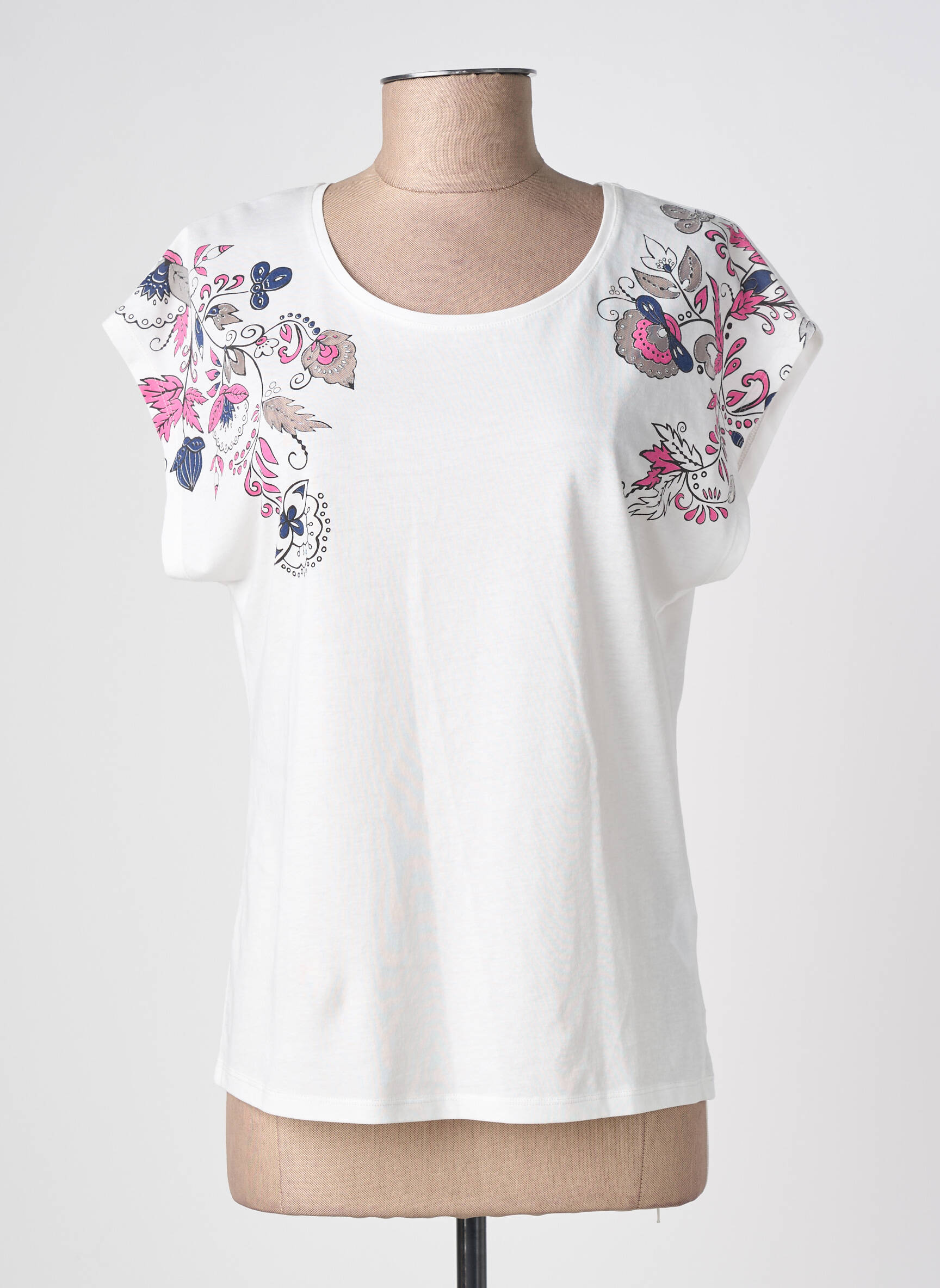 Tricou serigrafie mâneci scurte alb JULIE GUERLANDE femeie