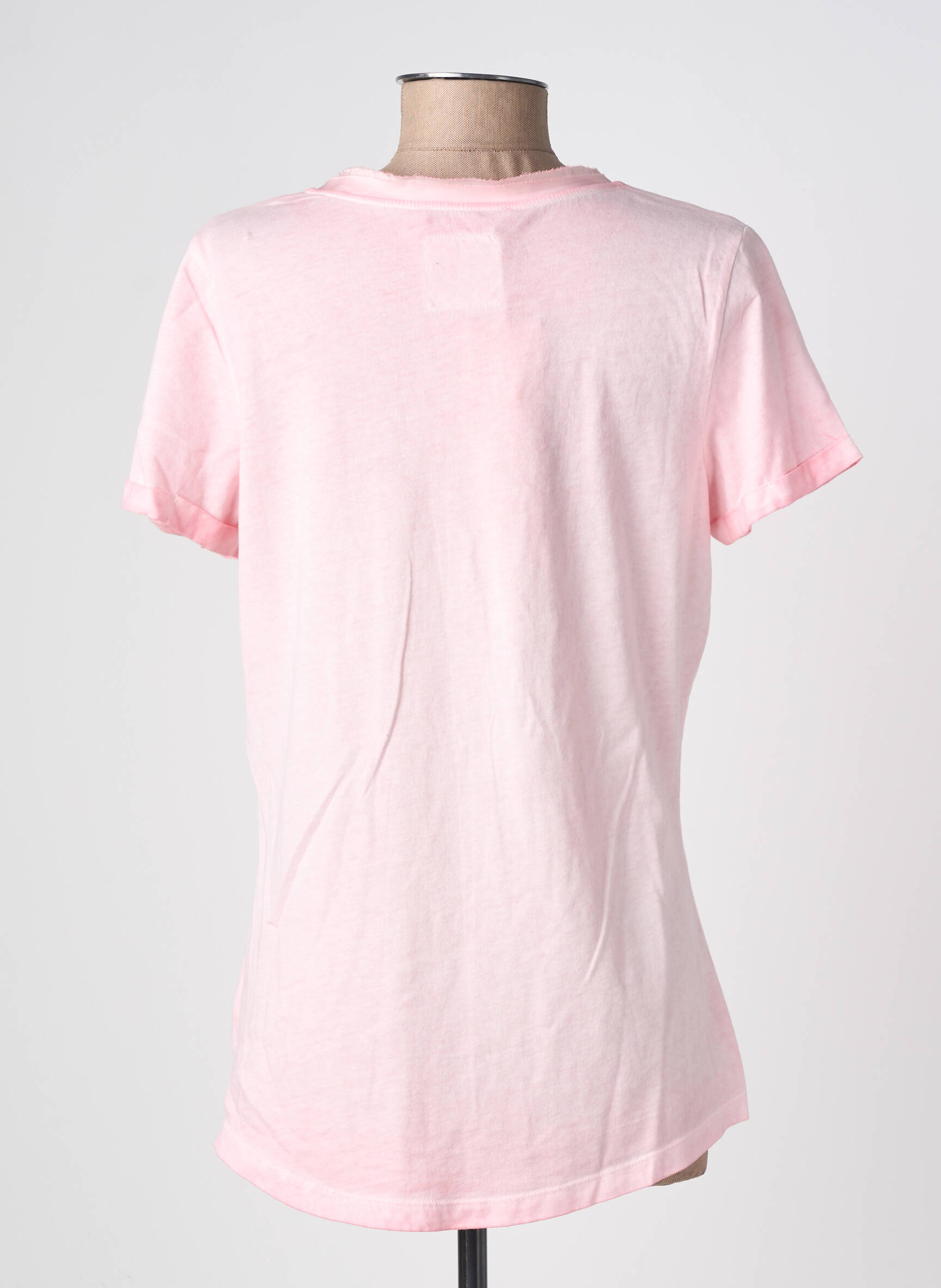 Tricou guler în v mâneci scurte roz BARBARA LEBEK femeie
