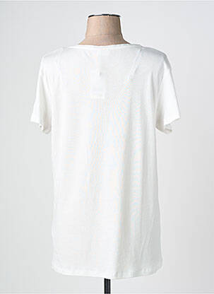 Tricou guler în v mâneci scurte alb C'EST BEAU LA VIE femeie