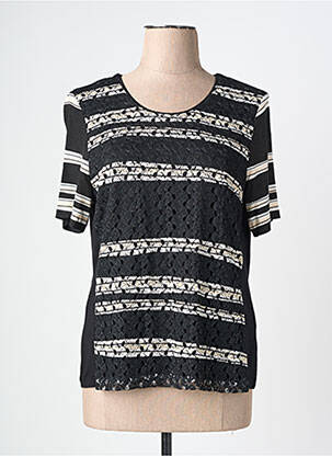 Tricou guler în v mâneci scurte negru BARBARA LEBEK femeie