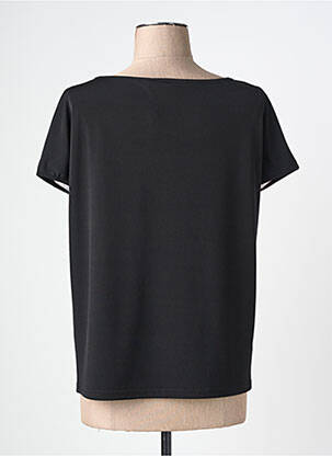 Tricou croială dreaptă mâneci scurte negru QUATRE VINGT JOURS femeie