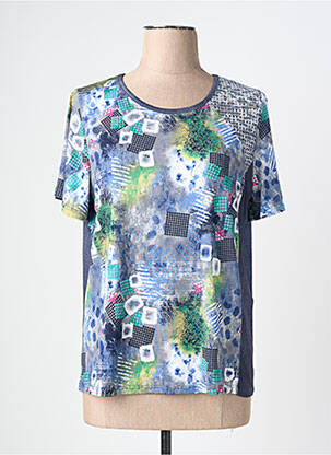 Tricou croială dreaptă mâneci scurte albastru NAYAT femeie