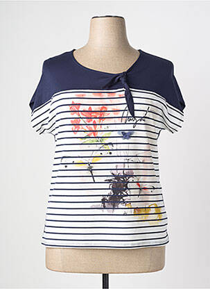 Tricou serigrafie cu strasuri mâneci scurte albastru NAYAT femeie