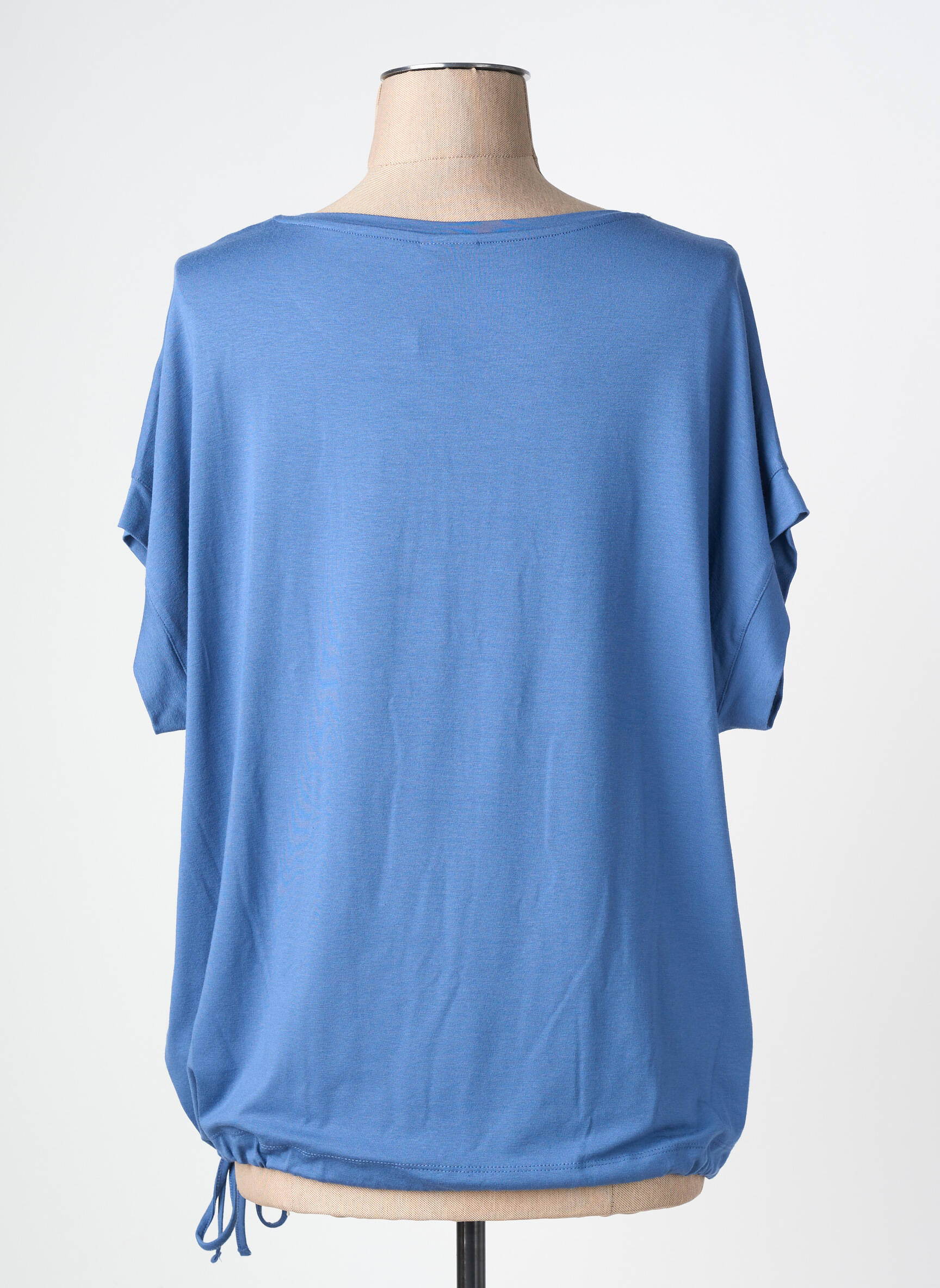Tricou serigrafie cu strasuri mâneci scurte albastru BARBARA LEBEK femeie