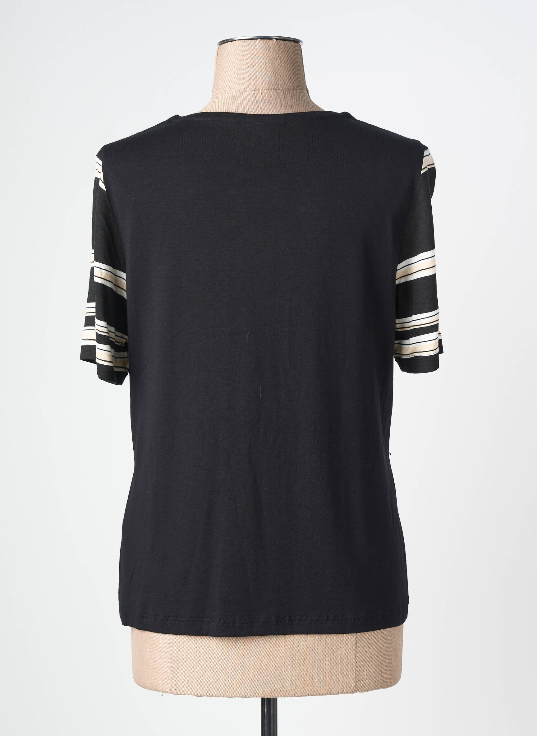 Tricou guler în v mâneci scurte negru BARBARA LEBEK femeie