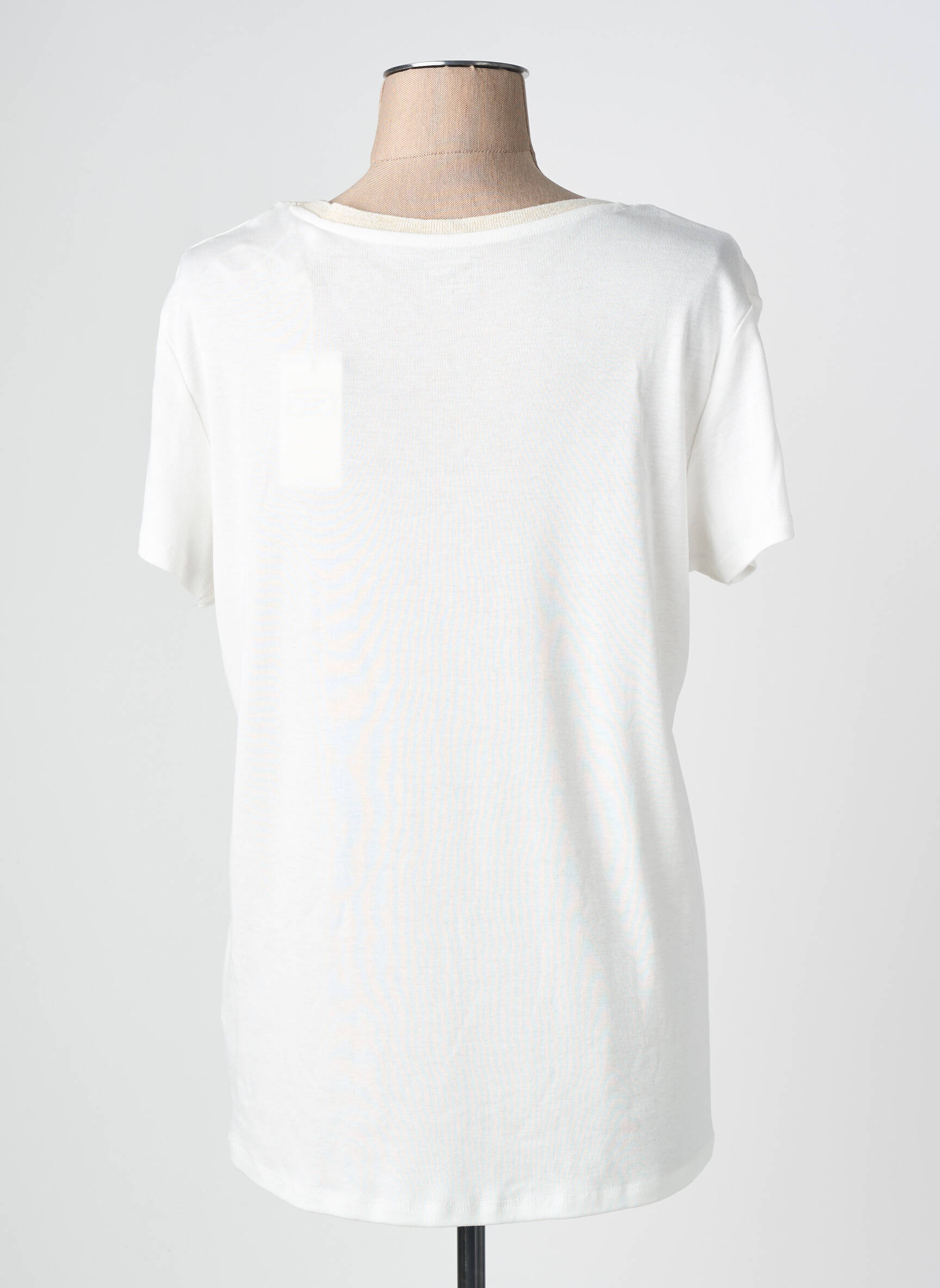 Tricou guler în v mâneci scurte bej C'EST BEAU LA VIE femeie