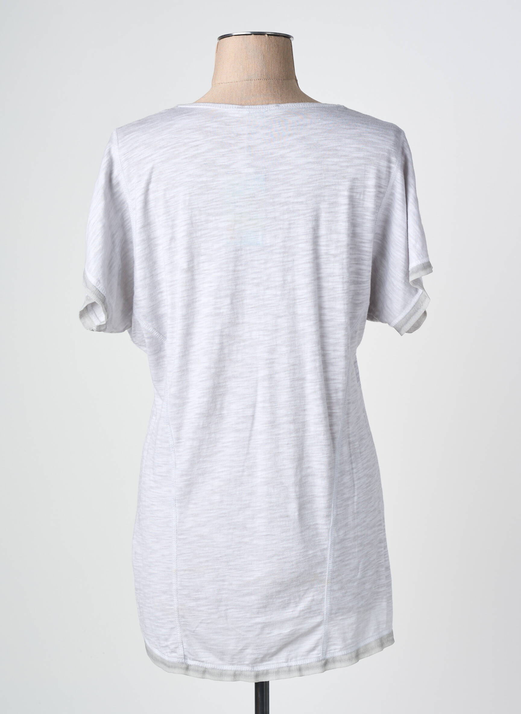 Tricou serigrafie cu strasuri mâneci scurte gri KALISSON femeie