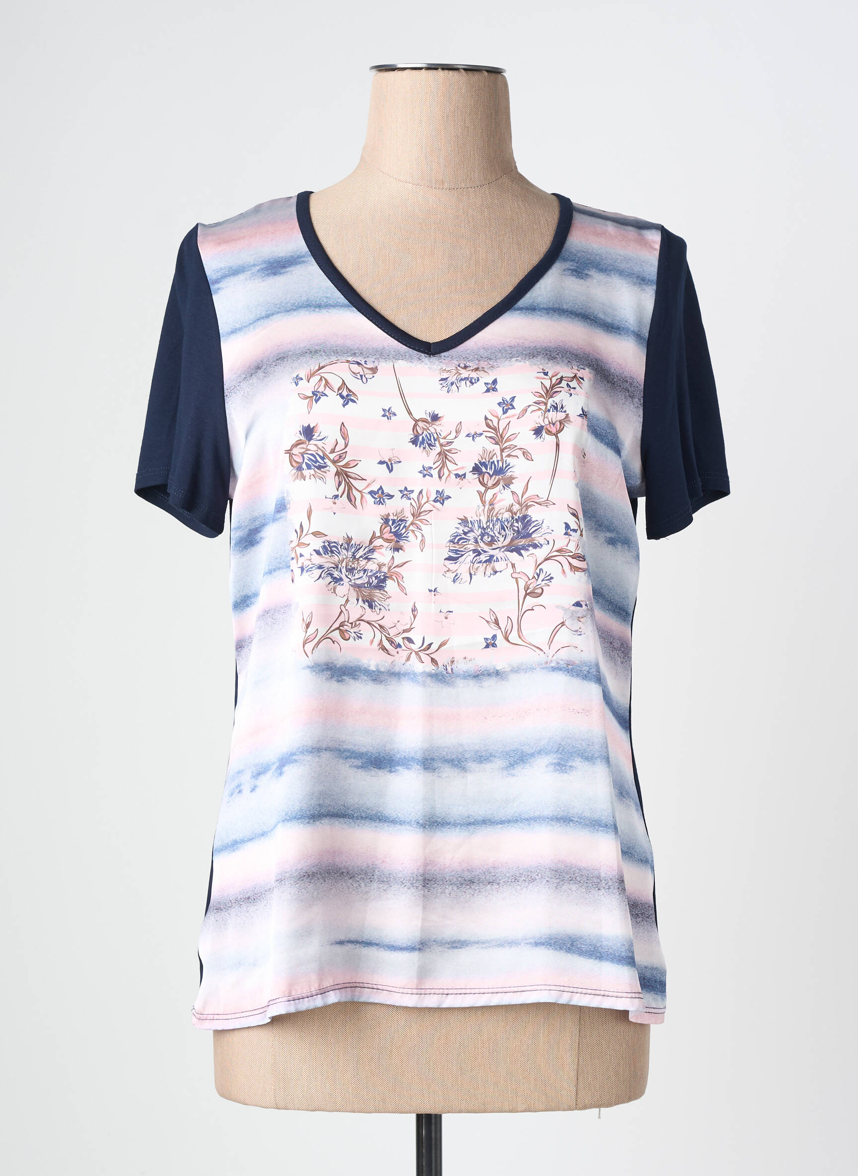 Tricou croială dreaptă mâneci scurte albastru NURIA VILARDAGA femeie