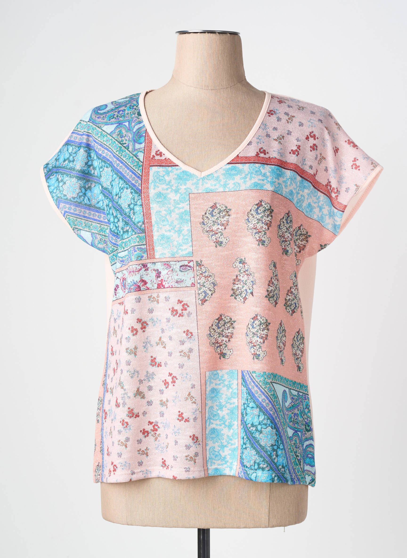 Tricou imprimeu fantezie mâneci scurte roz NURIA VILARDAGA femeie