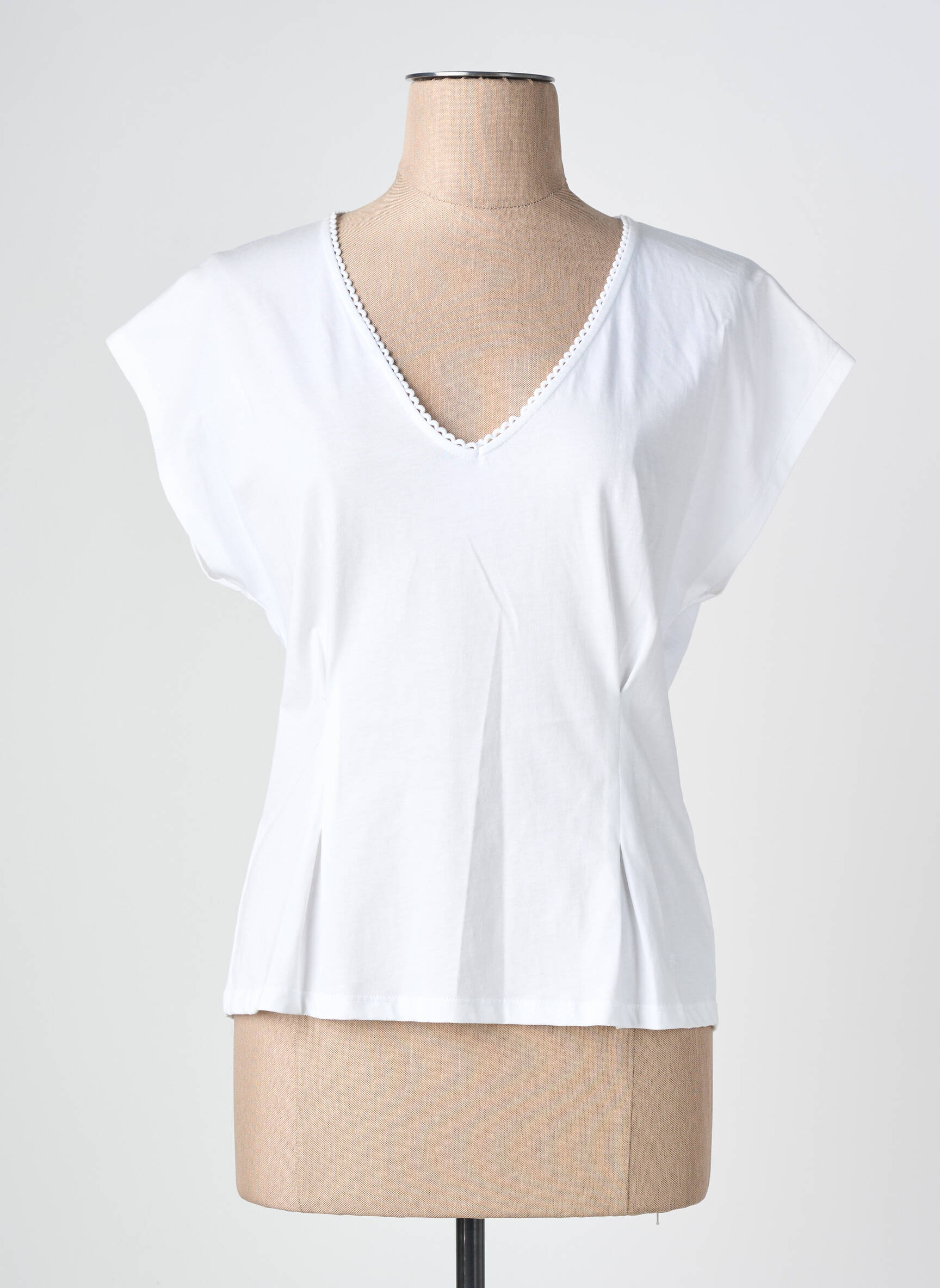 Tricou elasticitate mâneci scurte alb SAMSARA BY LIS femeie