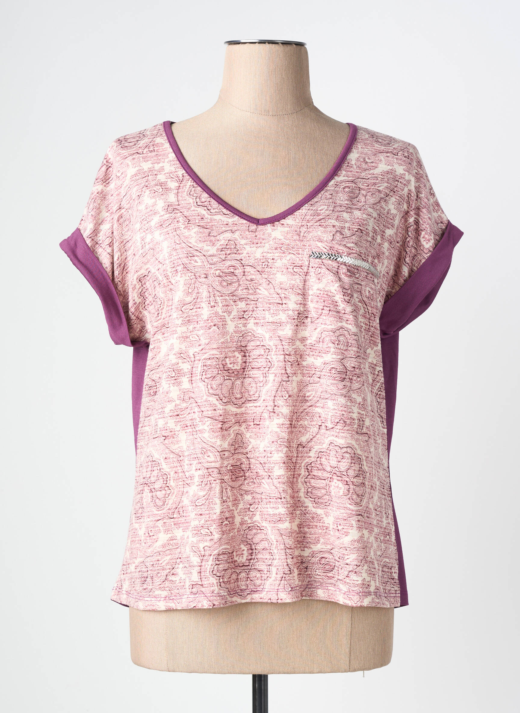 Tricou guler în v mâneci scurte violet NURIA VILARDAGA femeie