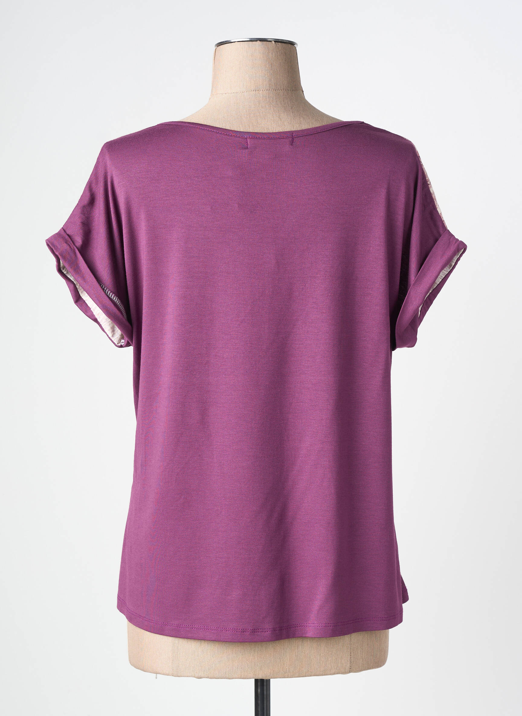 Tricou guler în v mâneci scurte violet NURIA VILARDAGA femeie