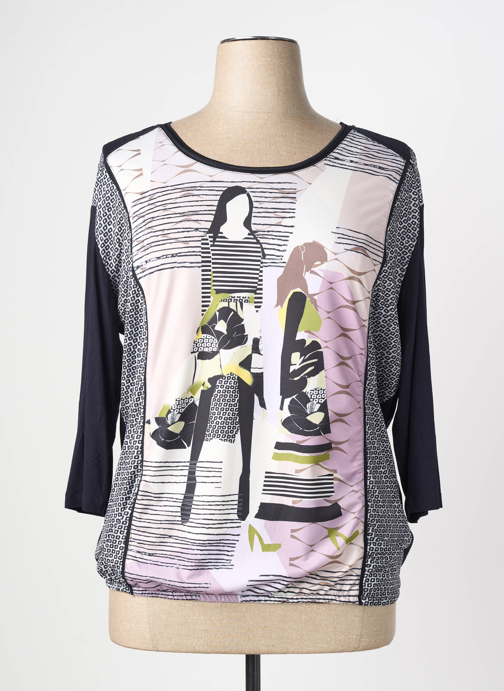 Tricou mâneci 3/4 mâneci 3/4 negru BARBARA LEBEK femeie