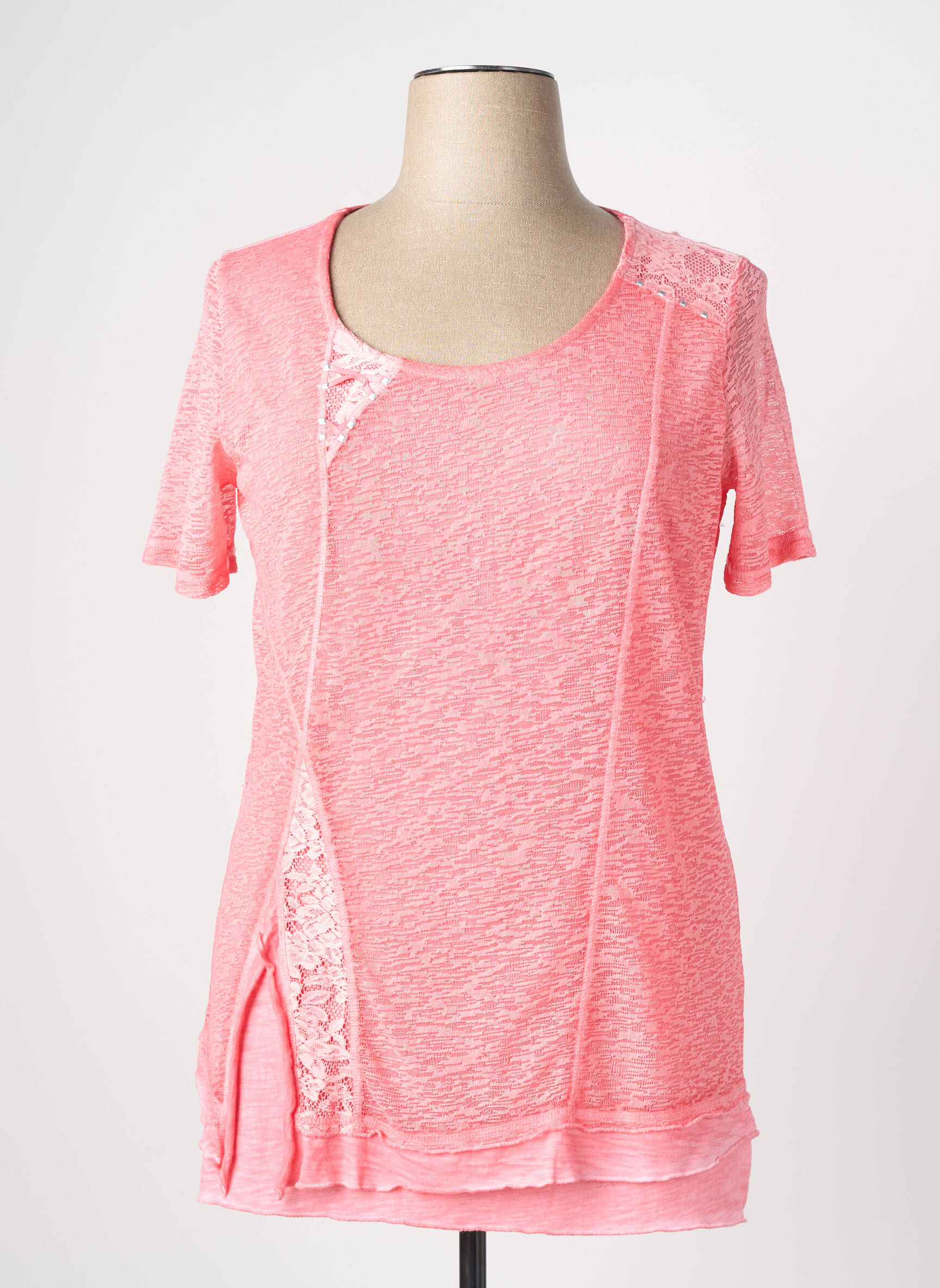 Tricou elasticitate mâneci scurte roz BAGORAZ femeie