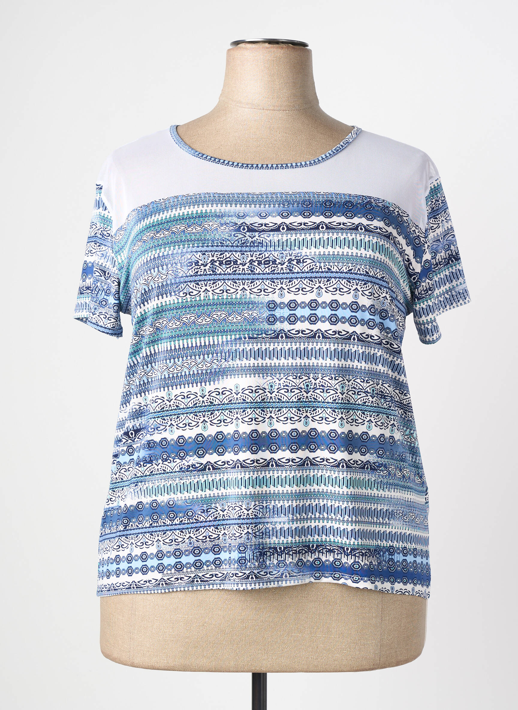 Tricou imprimeu fantezie mâneci scurte albastru NURIA VILARDAGA femeie