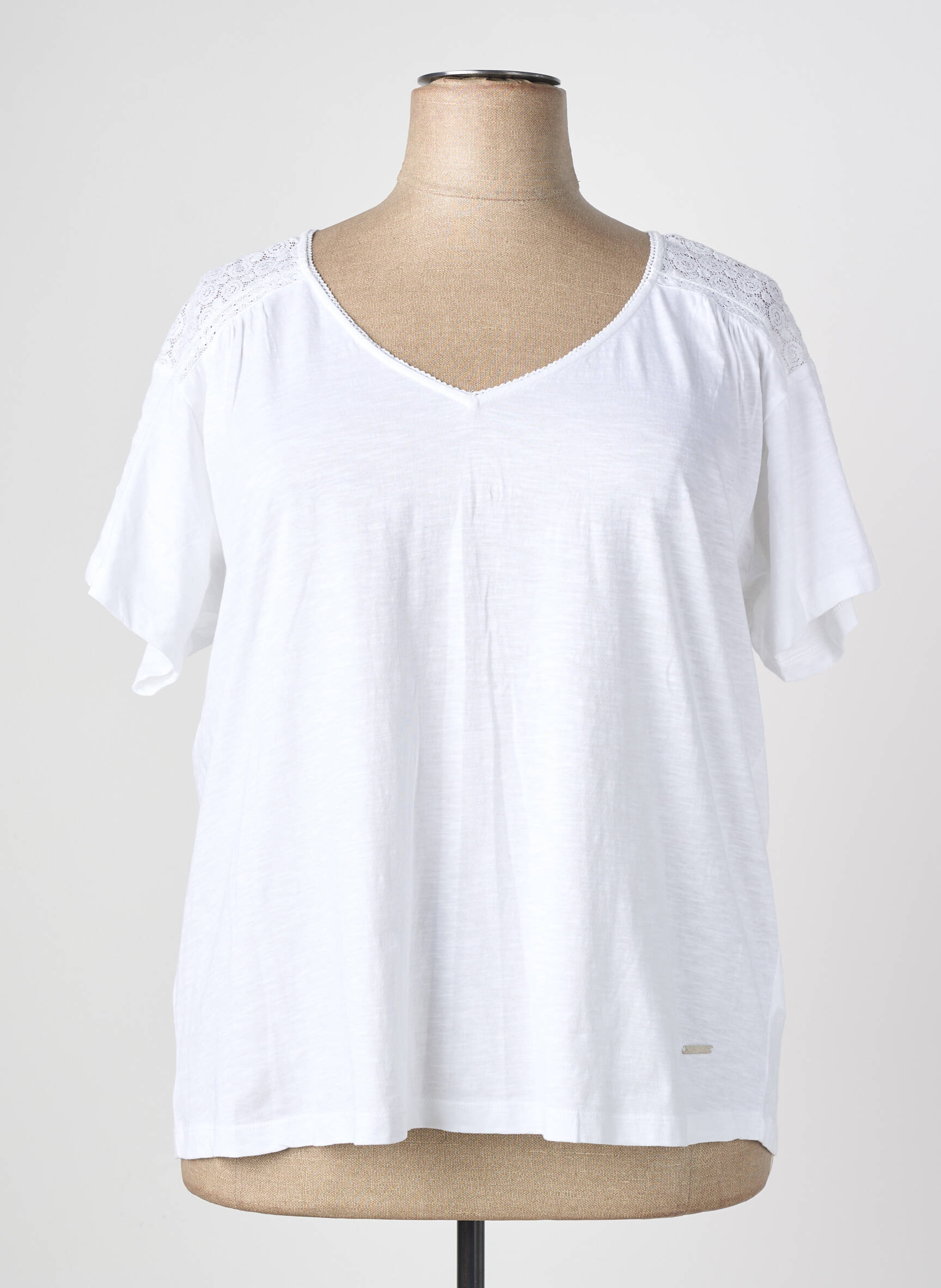 Tricou croială dreaptă mâneci scurte alb AGATHE & LOUISE femeie