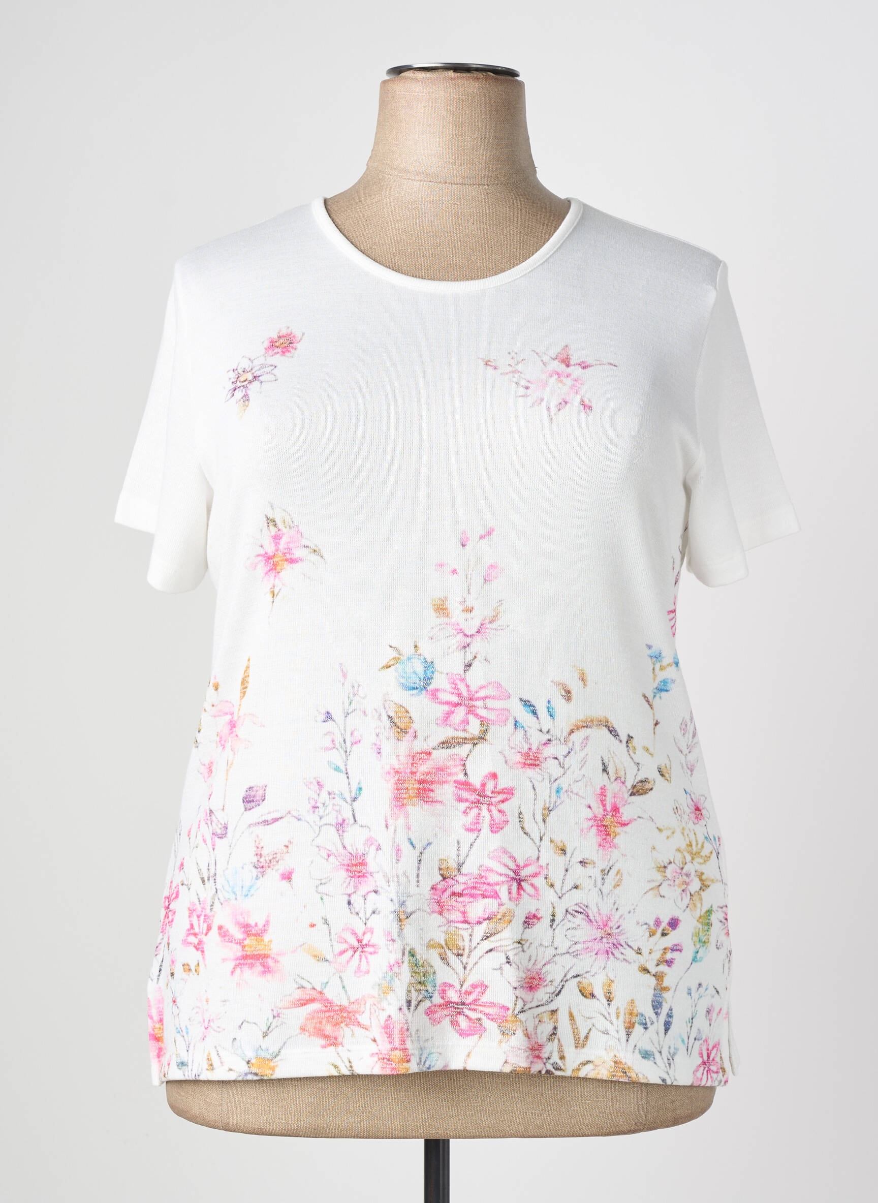 Tricou croială cambrată mâneci scurte alb PLURIELLES femeie