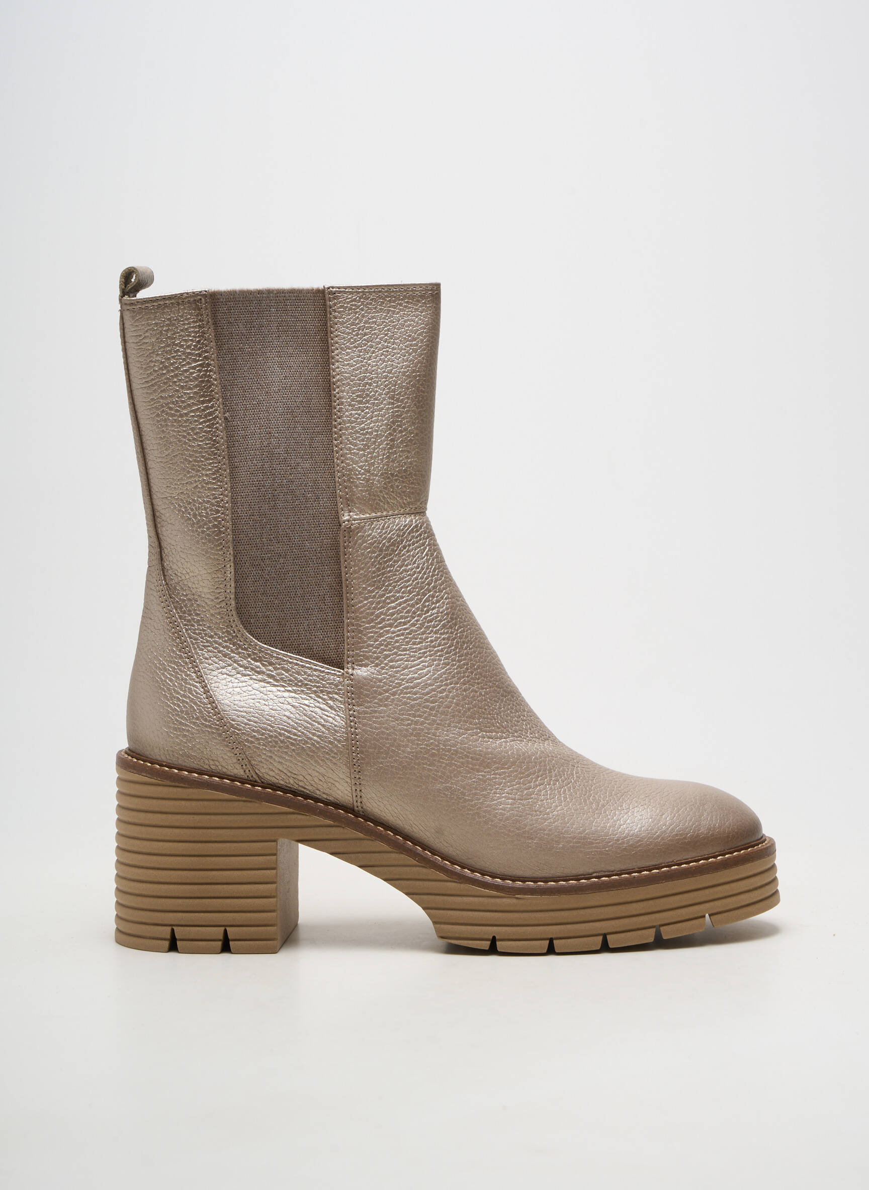 Botine/ghete material neted toc de 7 la 9 cm auriu SOFTWAVES femeie