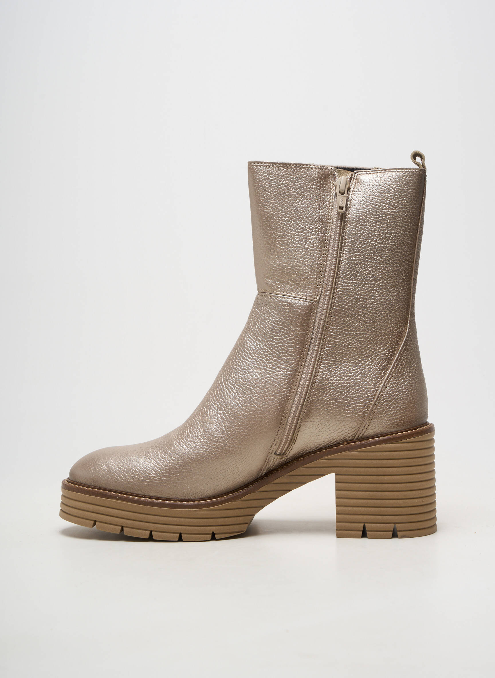 Botine/ghete material neted toc de 7 la 9 cm auriu SOFTWAVES femeie