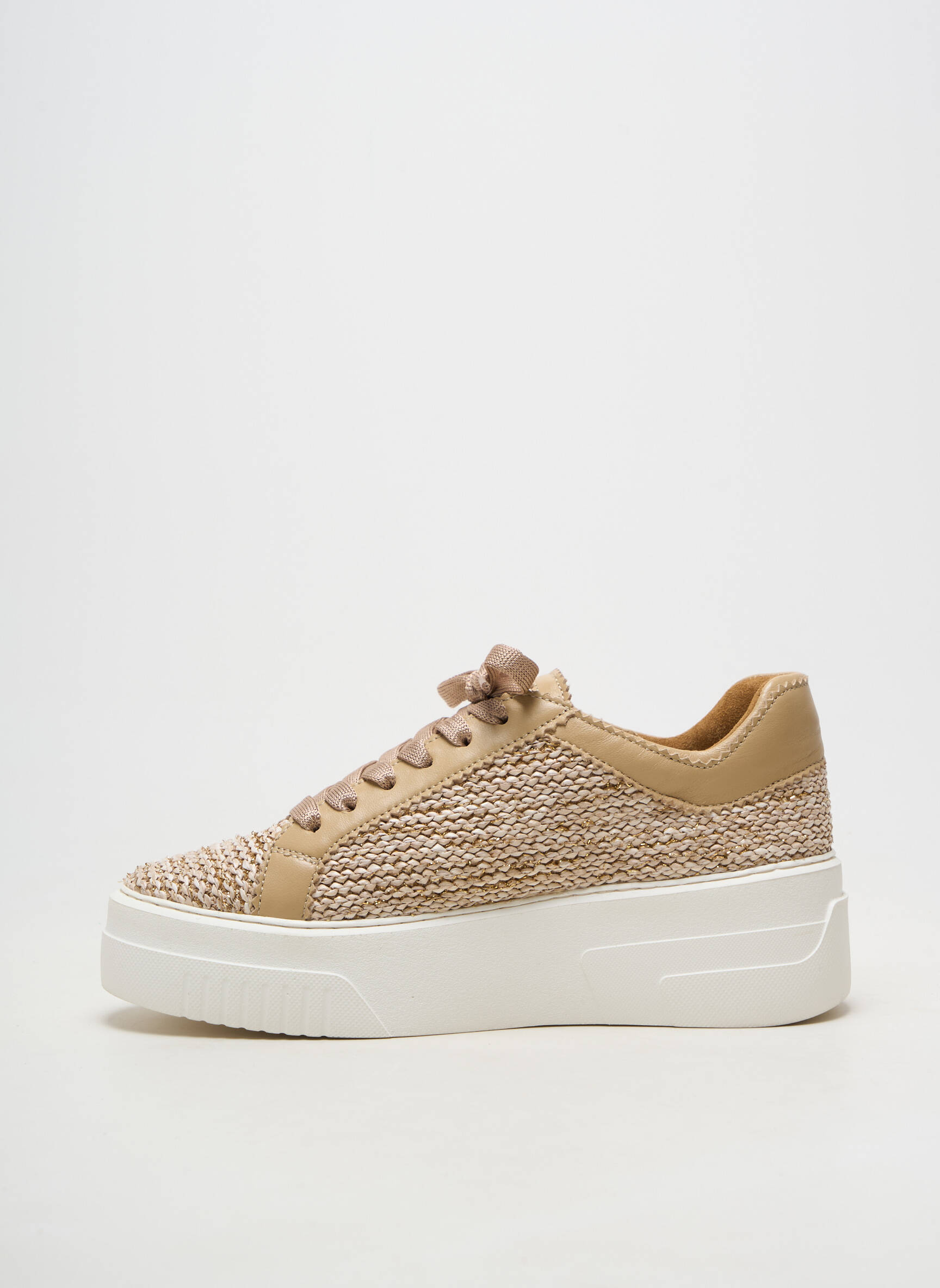 Adidași platformă toc de 4 la 6 cm bej SOFTWAVES femeie