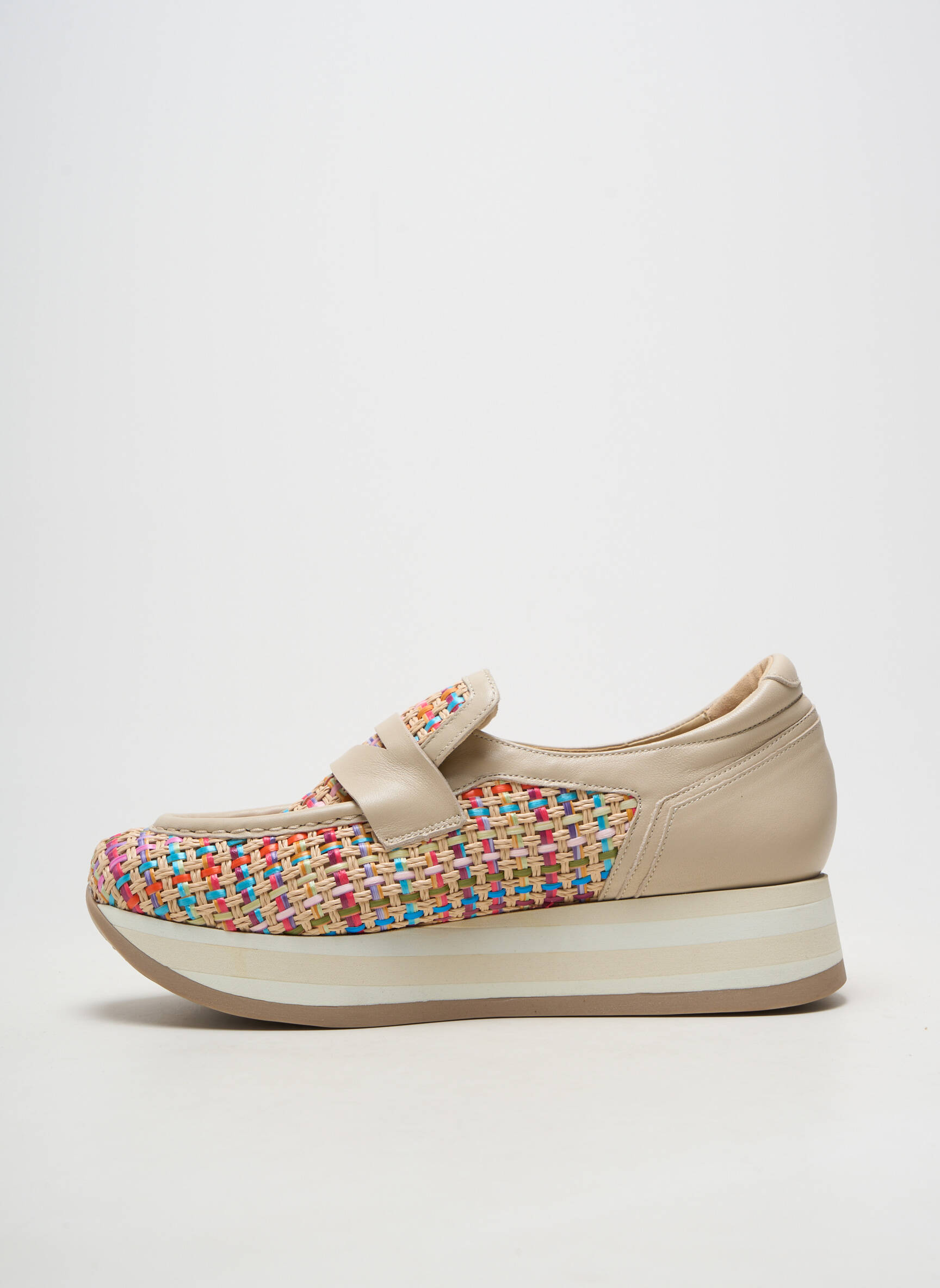 Adidași platformă toc de 4 la 6 cm bej SOFTWAVES femeie