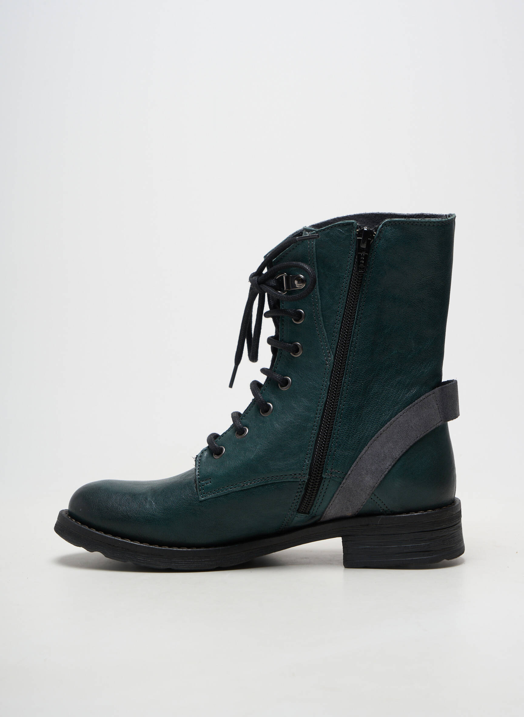 Botine/ghete închidere cu fermoar și șireturi toc plat până la 3 cm verde CASTA femeie