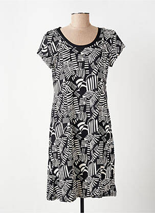 Rochie midi imprimeu fantezie mâneci scurte negru DEIDAD femeie