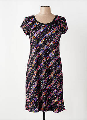 Rochie midi imprimeu fantezie mâneci scurte negru DEIDAD femeie