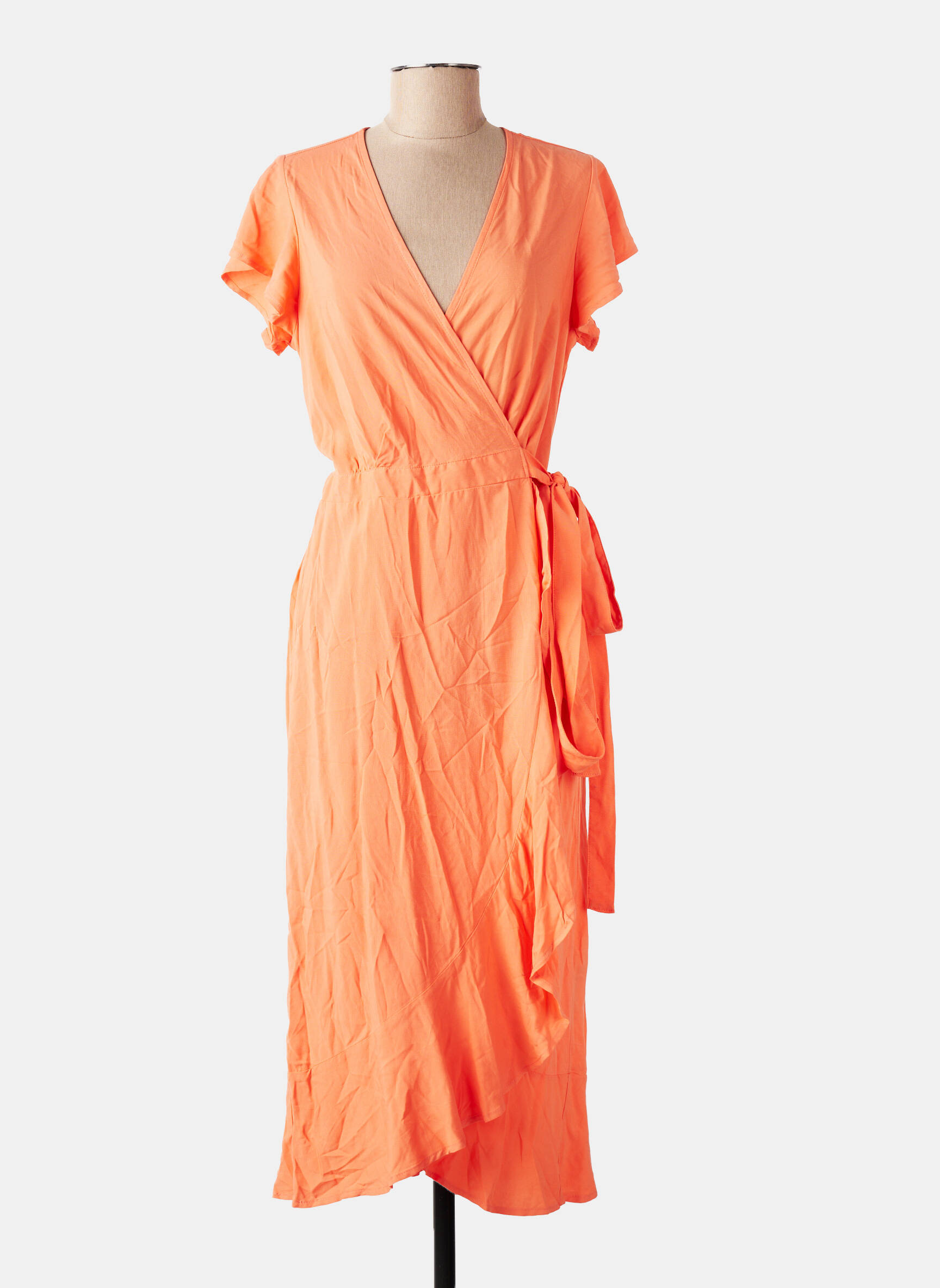 Rochie midi mâneci scurte mâneci scurte portocalie YSABEL MORA femeie