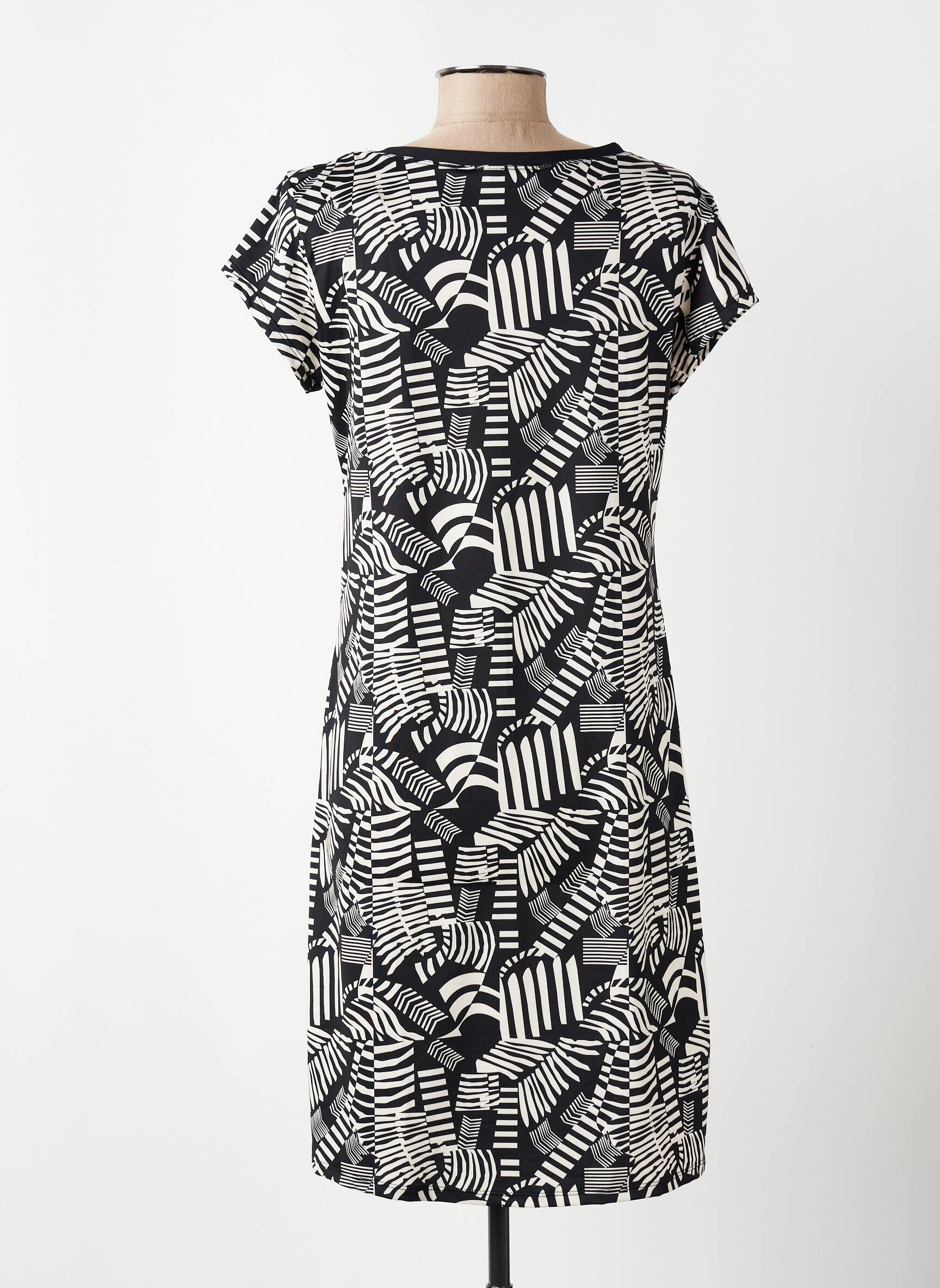 Rochie midi imprimeu fantezie mâneci scurte negru DEIDAD femeie