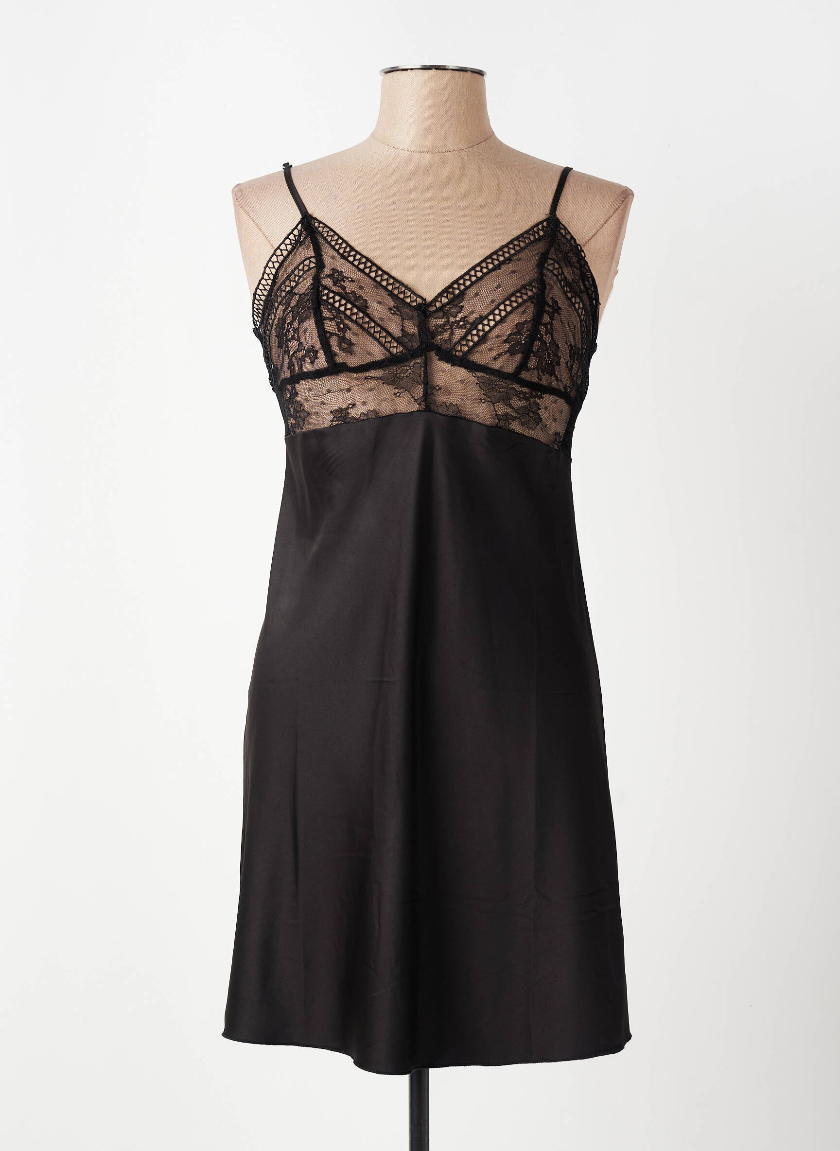 Nuisetă/combinetă efect material satinat negru LINGADORE femeie