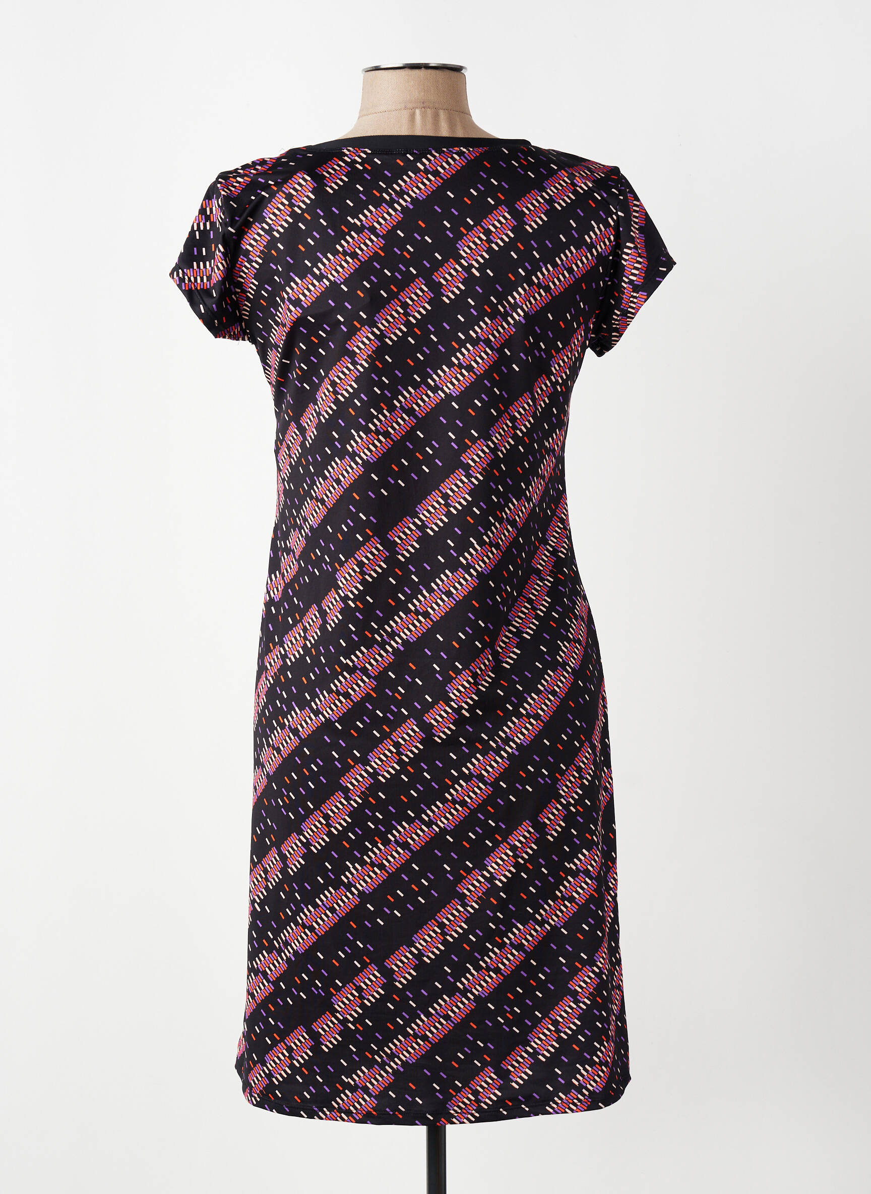 Rochie midi imprimeu fantezie mâneci scurte negru DEIDAD femeie
