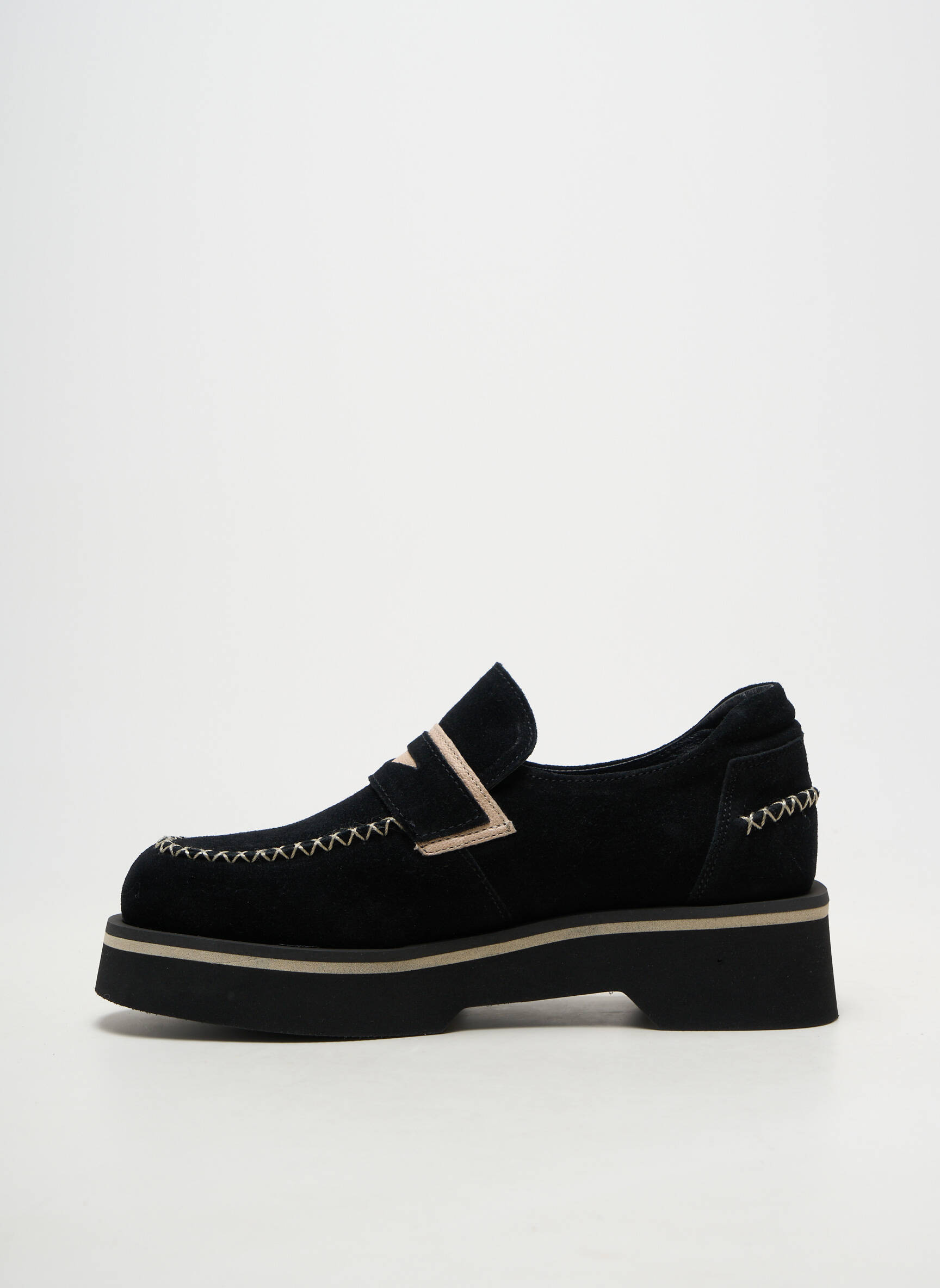 Mocasini vârf rotund toc de 4 la 6 cm negru CASTA femeie