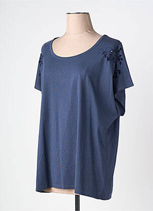 Tricou croială dreaptă mâneci scurte albastru JULIE GUERLANDE femeie