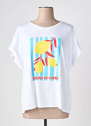 Tricou croială dreaptă mâneci scurte alb JULIE GUERLANDE femeie