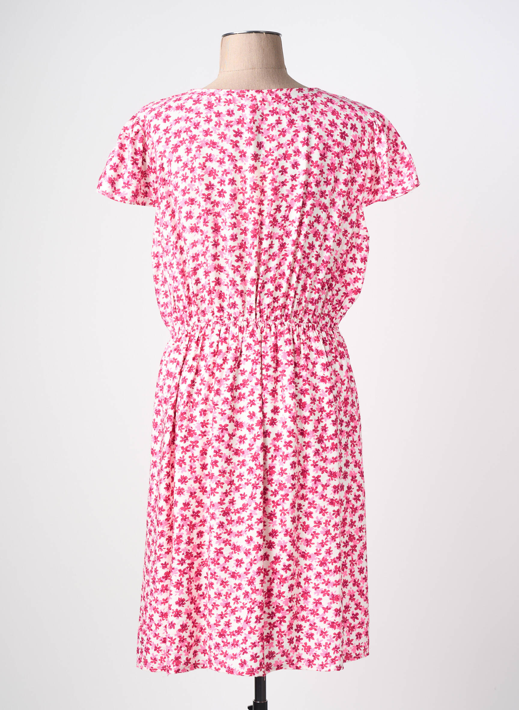 Rochie midi imprimeu floral mâneci scurte roz MAELLE femeie
