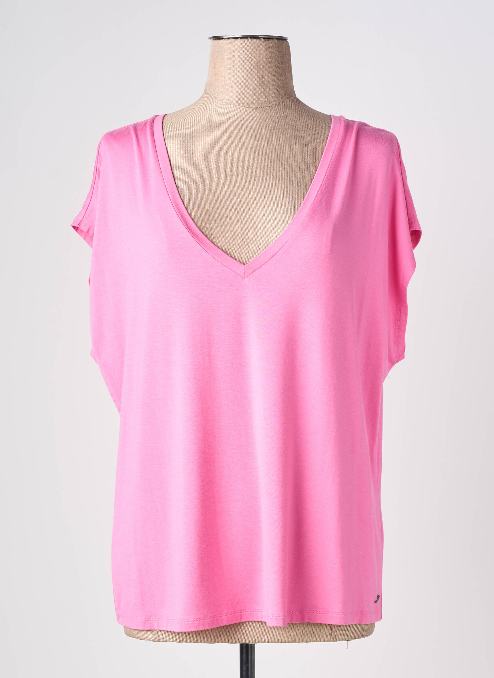 Tricou croială dreaptă mâneci scurte roz SURKANA femeie
