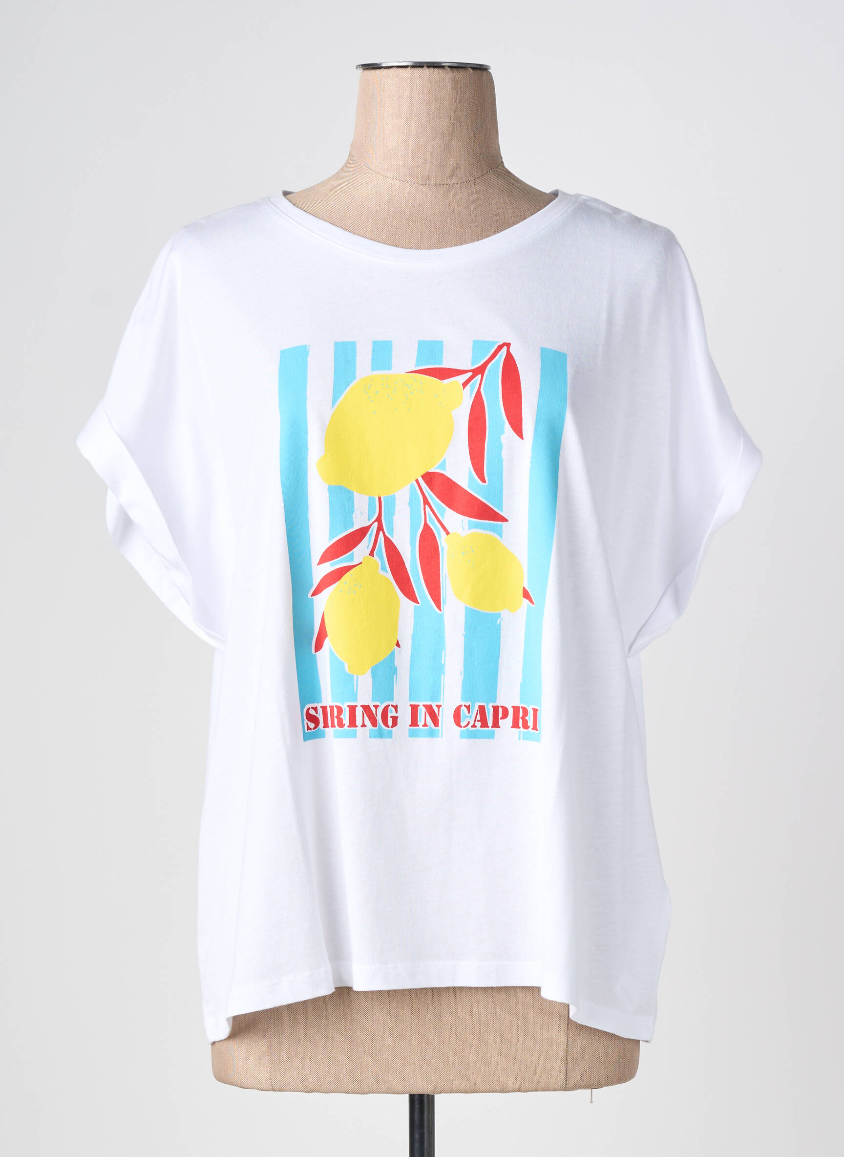 Tricou croială dreaptă mâneci scurte alb JULIE GUERLANDE femeie