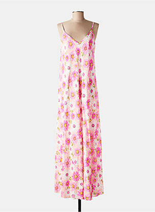 Rochie lungă imprimeu floral bretele subțiri roz MISS CARLA femeie