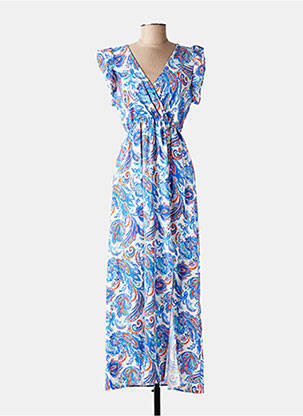 Rochie midi imprimeu fantezie mâneci scurte albastru MAELLE femeie