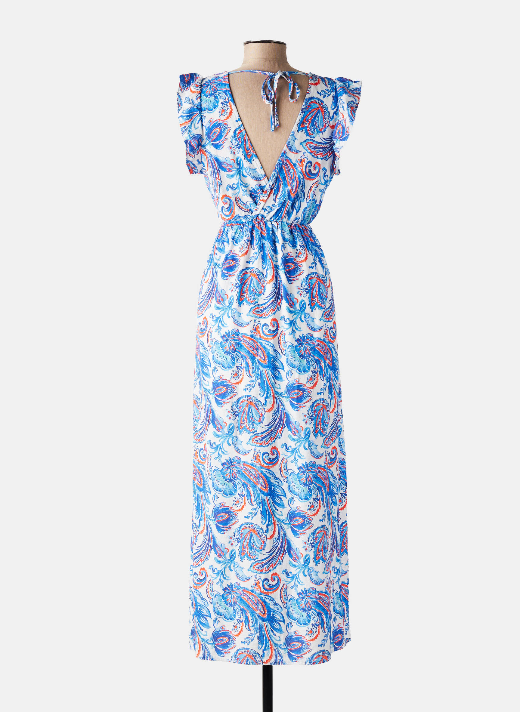 Rochie midi imprimeu fantezie mâneci scurte albastru MAELLE femeie