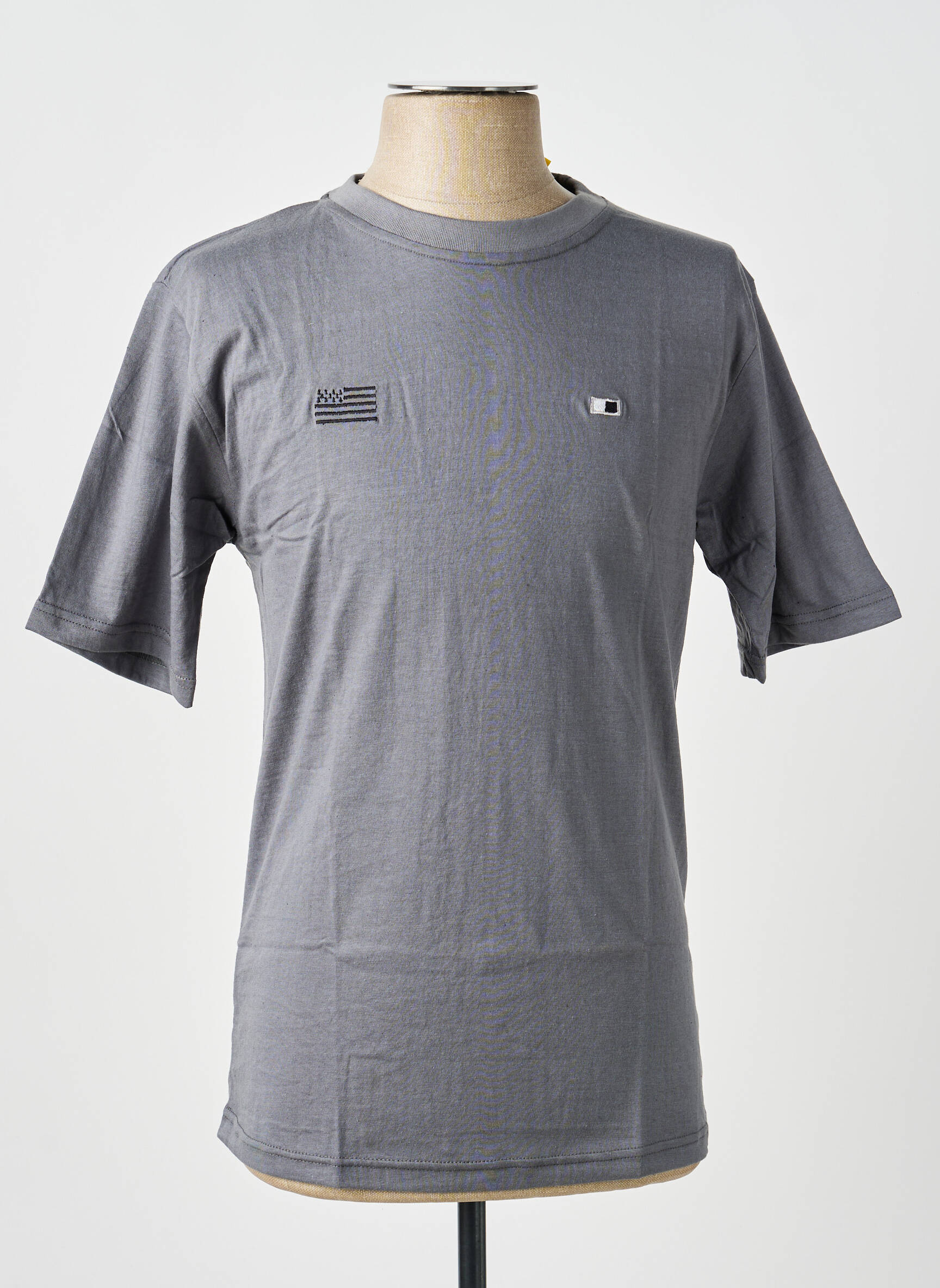 Tricou broderie mâneci scurte gri GWEN & BLACK bărbat