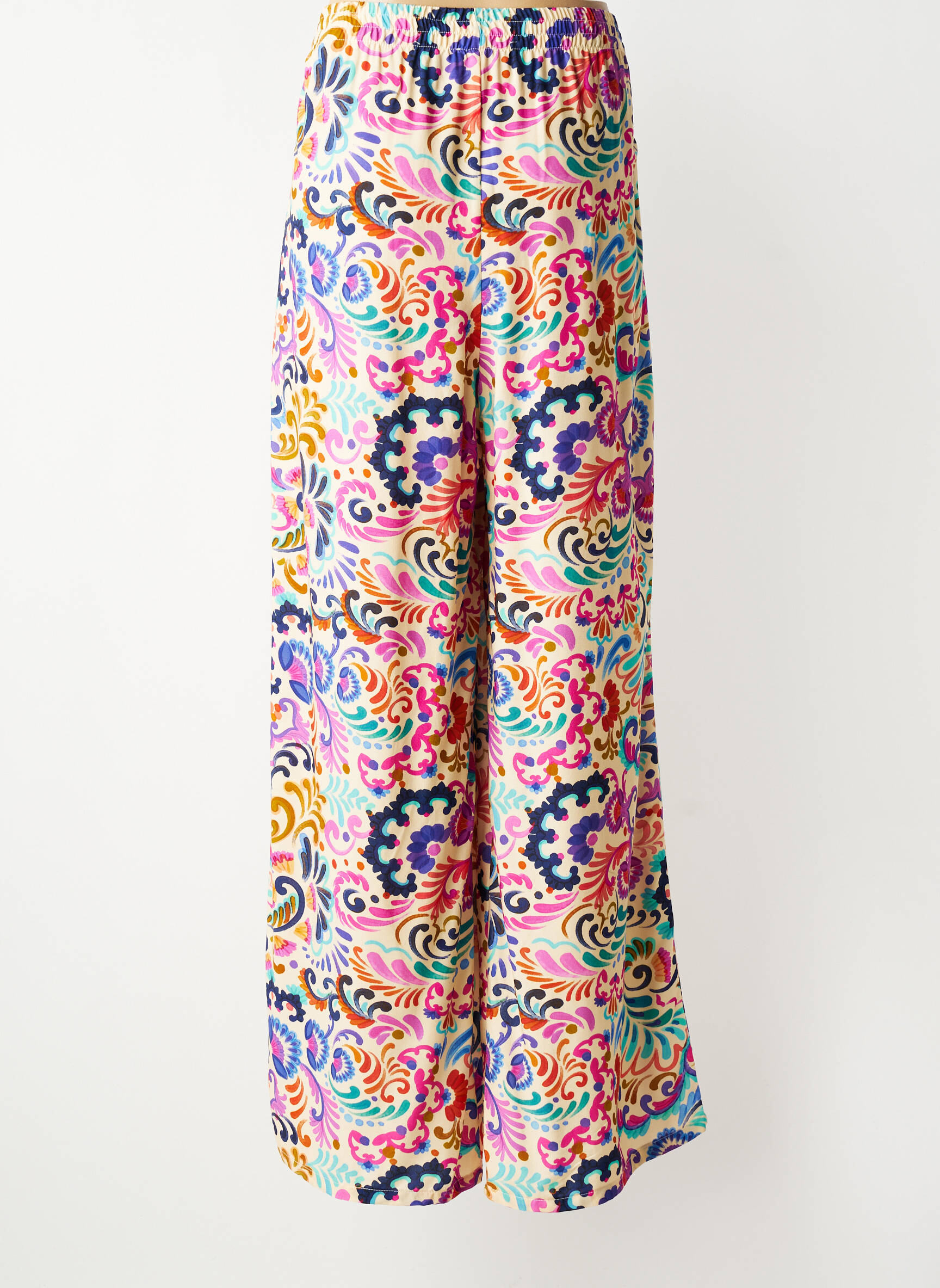 Pantalon larg țesătură poplin mărime normală roz JULIE GUERLANDE femeie