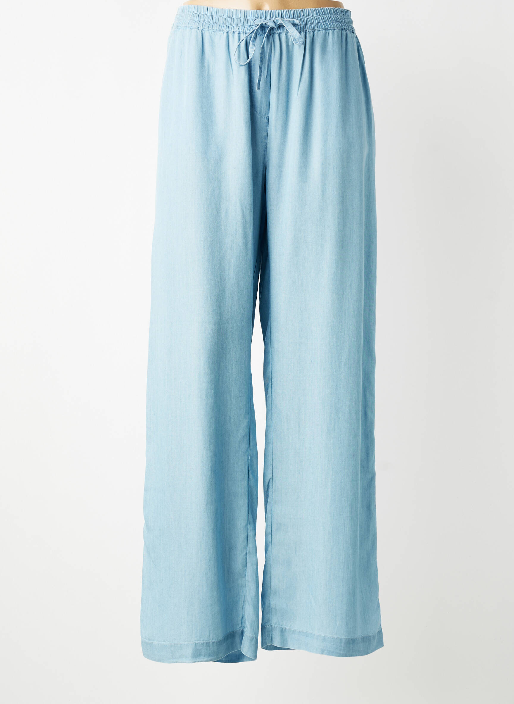 Pantalon larg țesătură poplin mărime normală albastru COPENHAGEN femeie