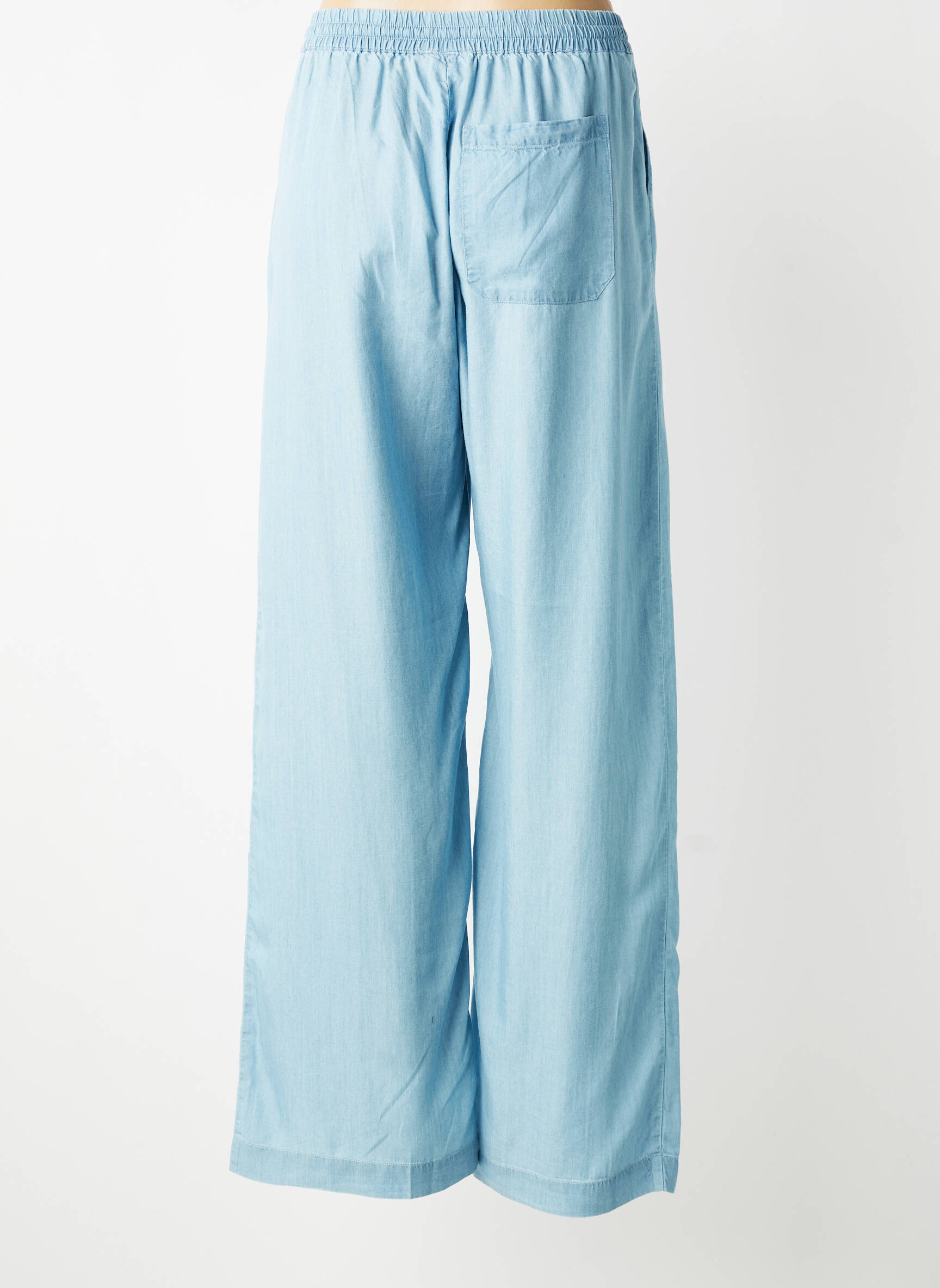 Pantalon larg țesătură poplin mărime normală albastru COPENHAGEN femeie