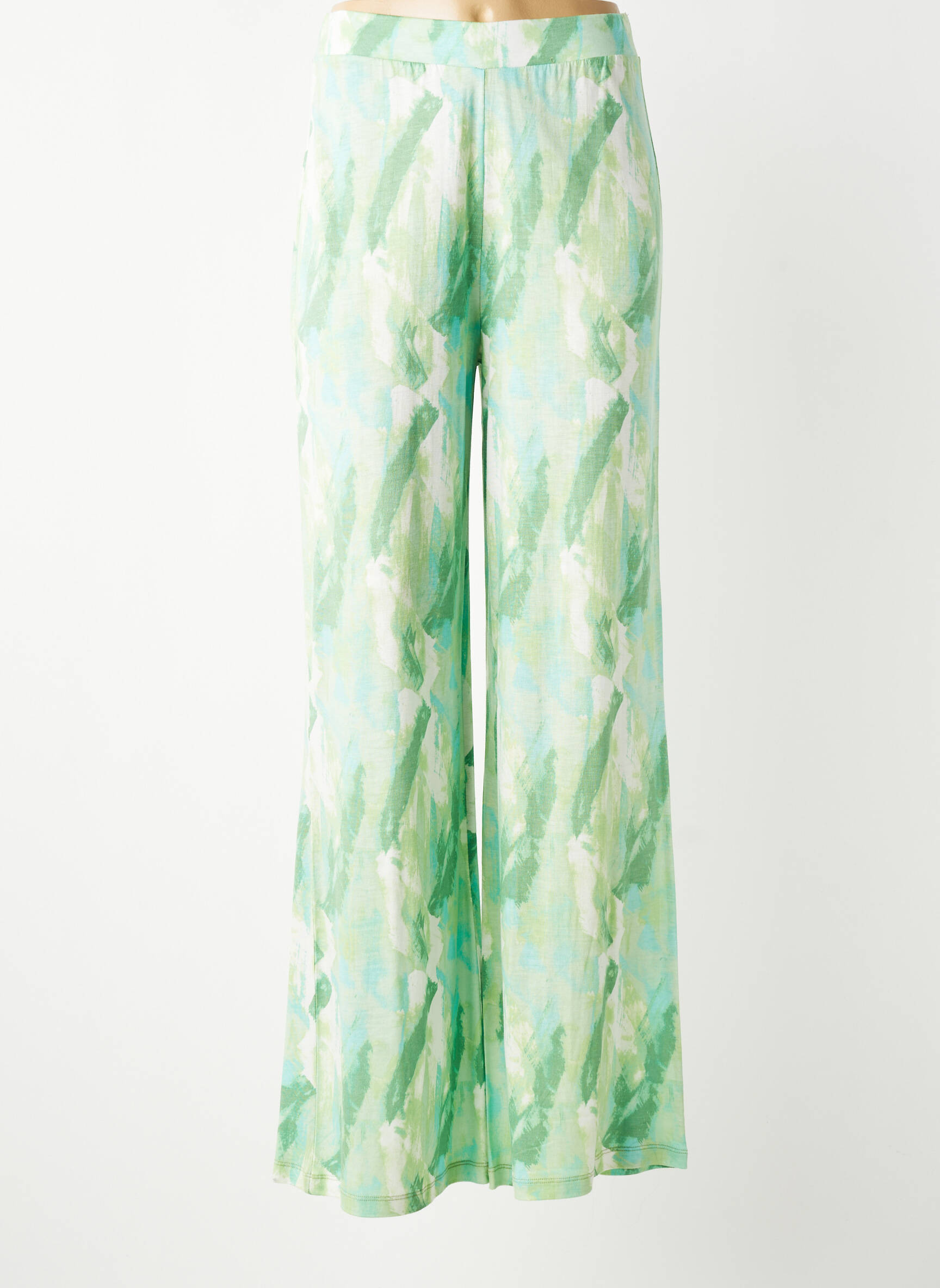 Pantalon larg țesătură poplin mărime normală verde SURKANA femeie