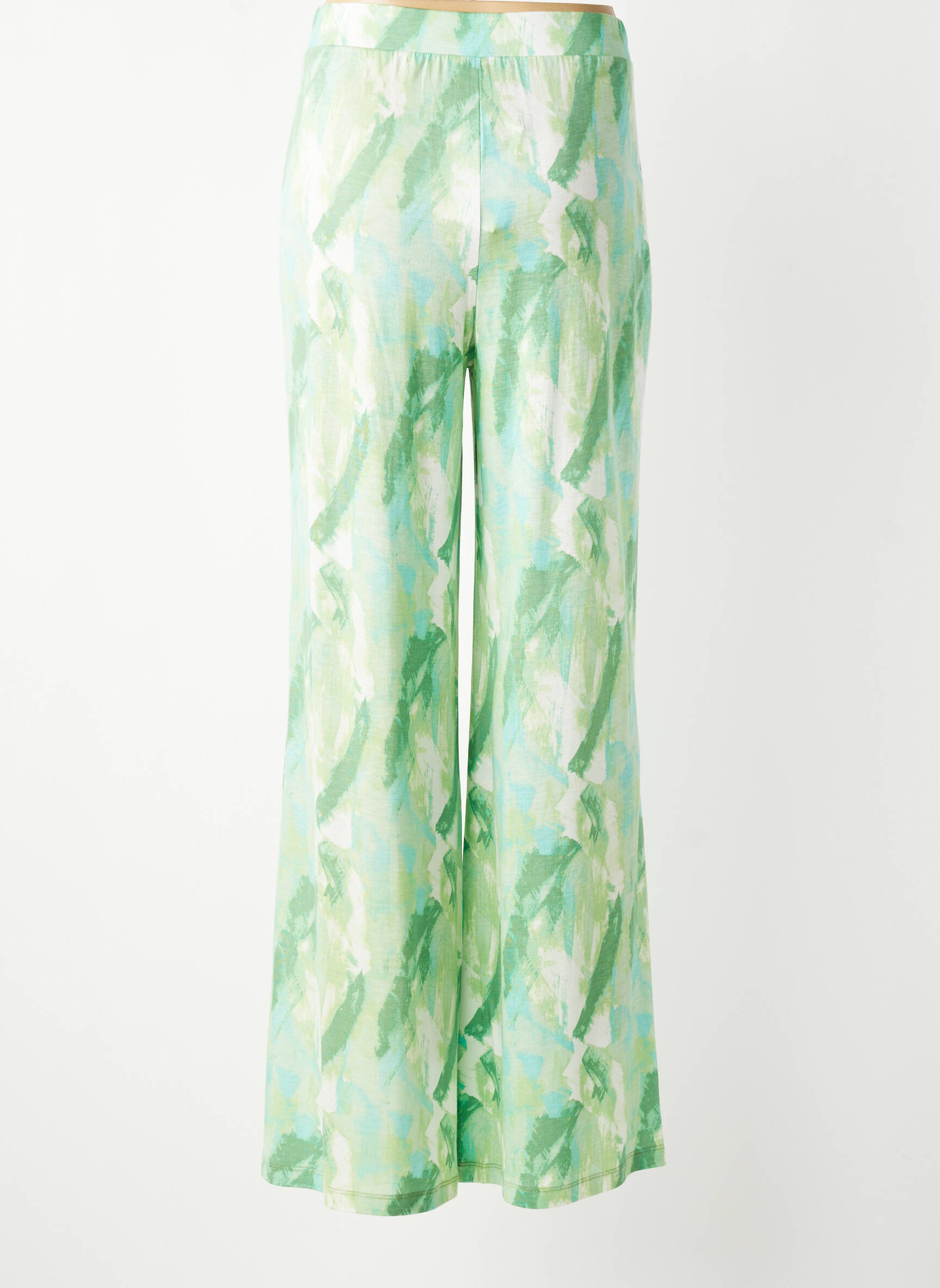 Pantalon larg țesătură poplin mărime normală verde SURKANA femeie