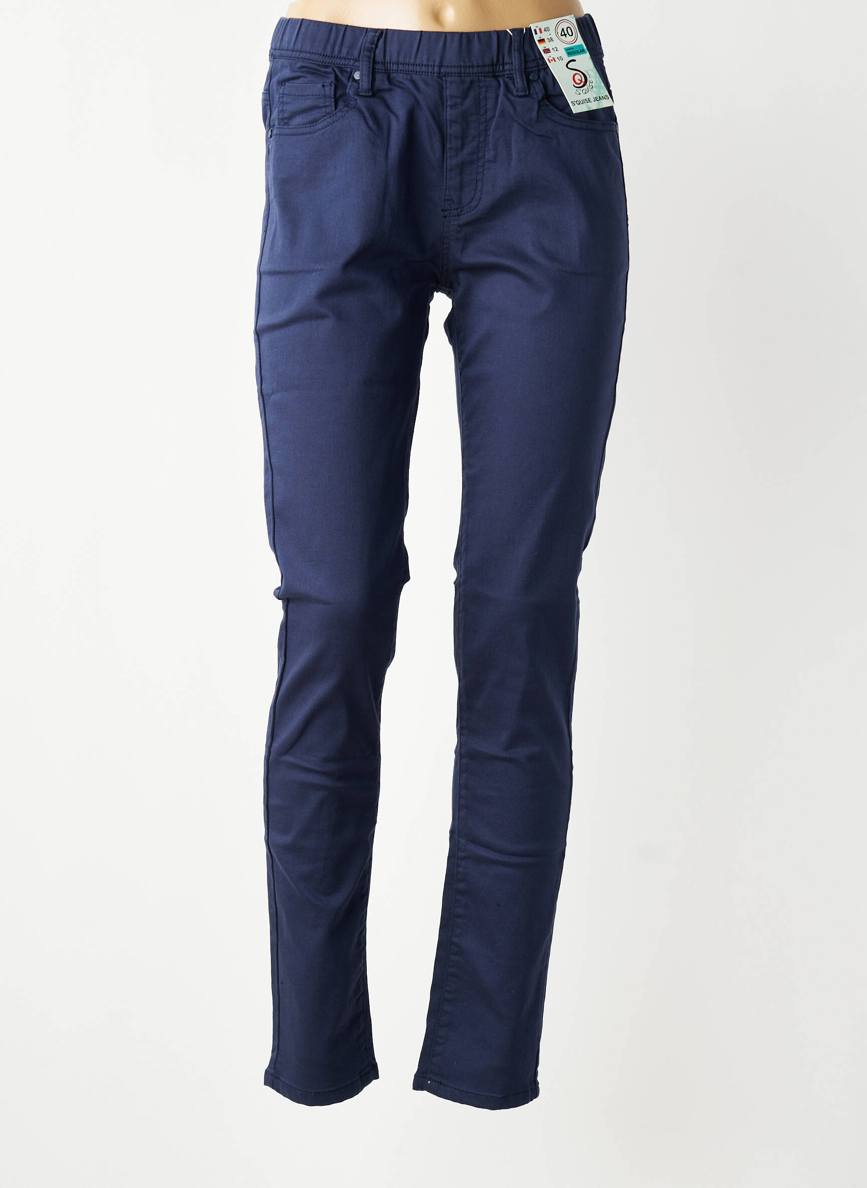 Pantalon slim talie elastică mărime normală albastru S.QUISE femeie