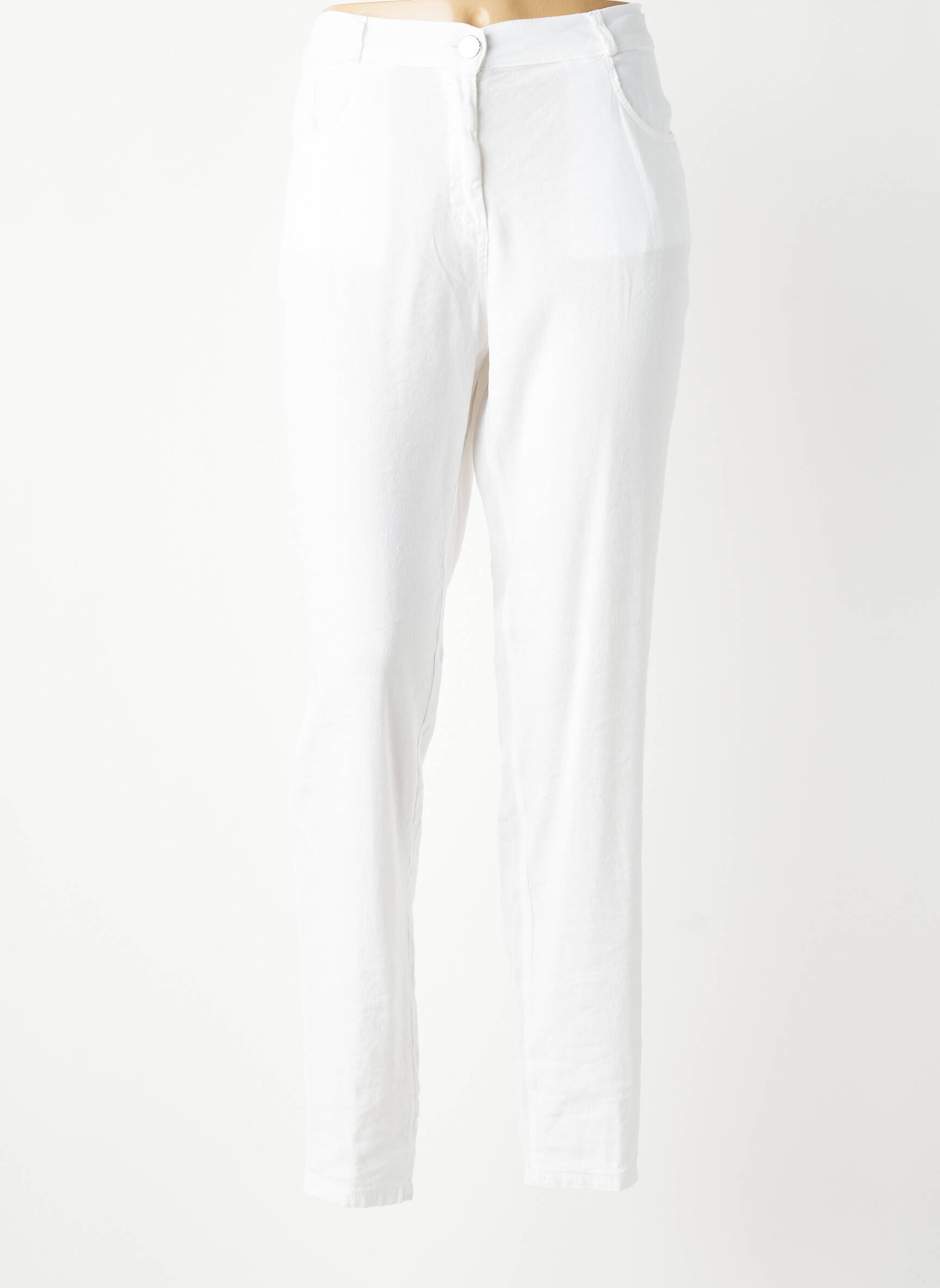 Pantalon slim țesătură poplin mărime normală alb EAST DRIVE femeie